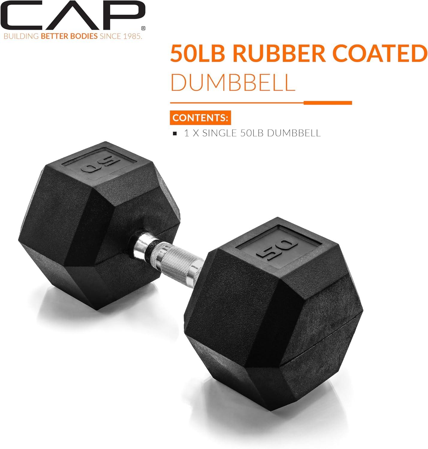 imageCAP Barbell Coated Hex Dumbbell Weight  Multiple OptionsChrome Handle