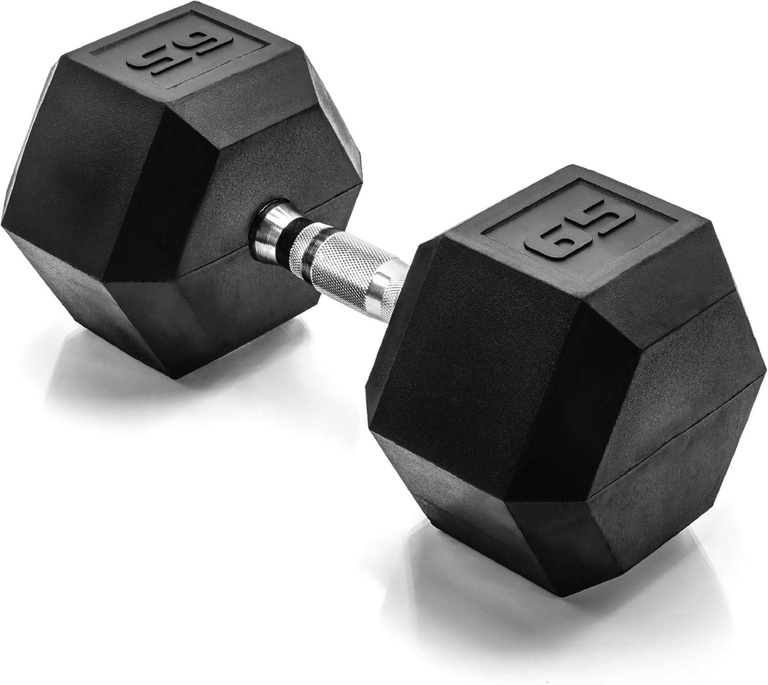 imageCAP Barbell Coated Hex Dumbbell Weight  Multiple OptionsChrome Handle