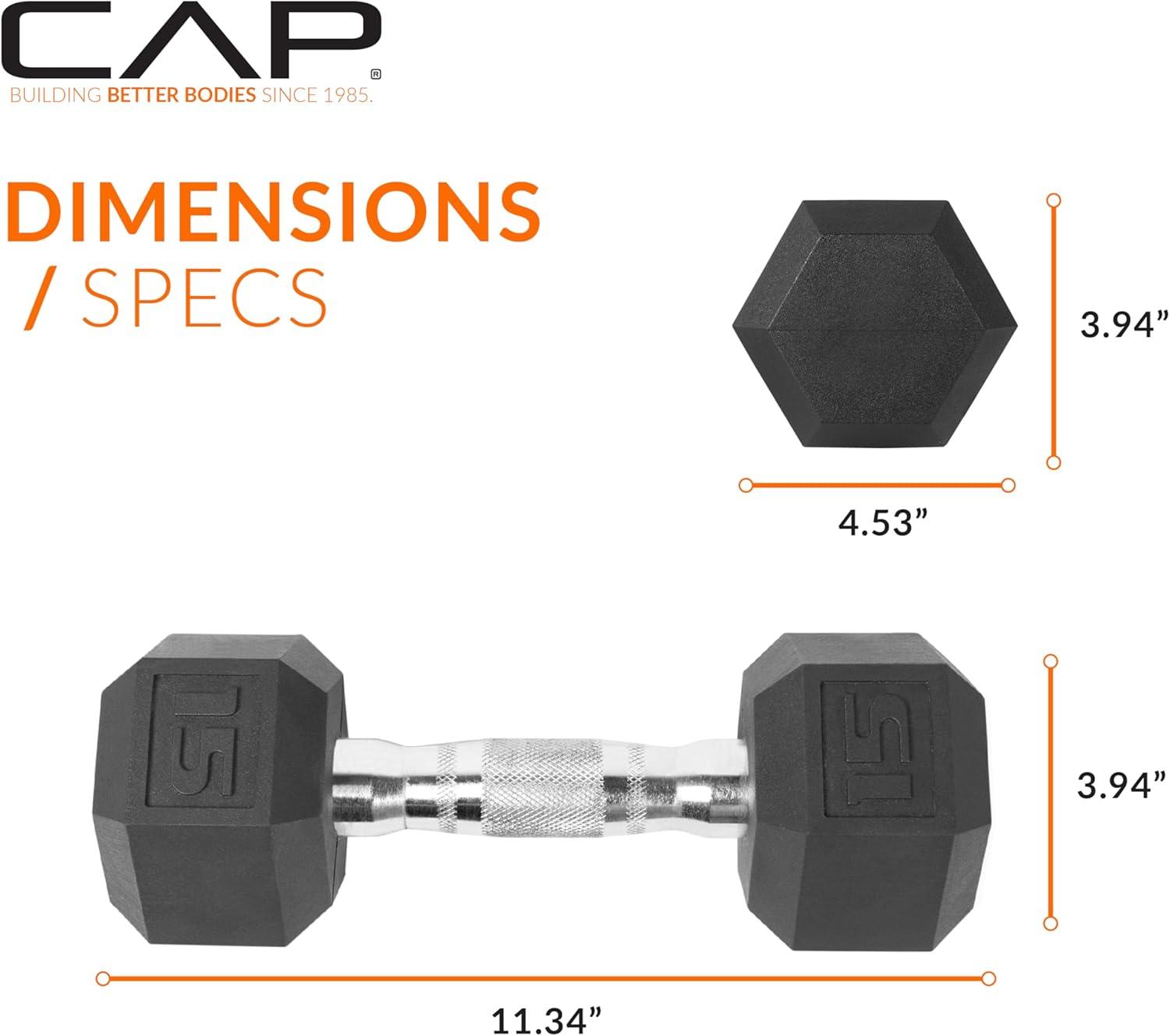 imageCAP Barbell Coated Hex Dumbbell Weight  Multiple OptionsChrome Handle