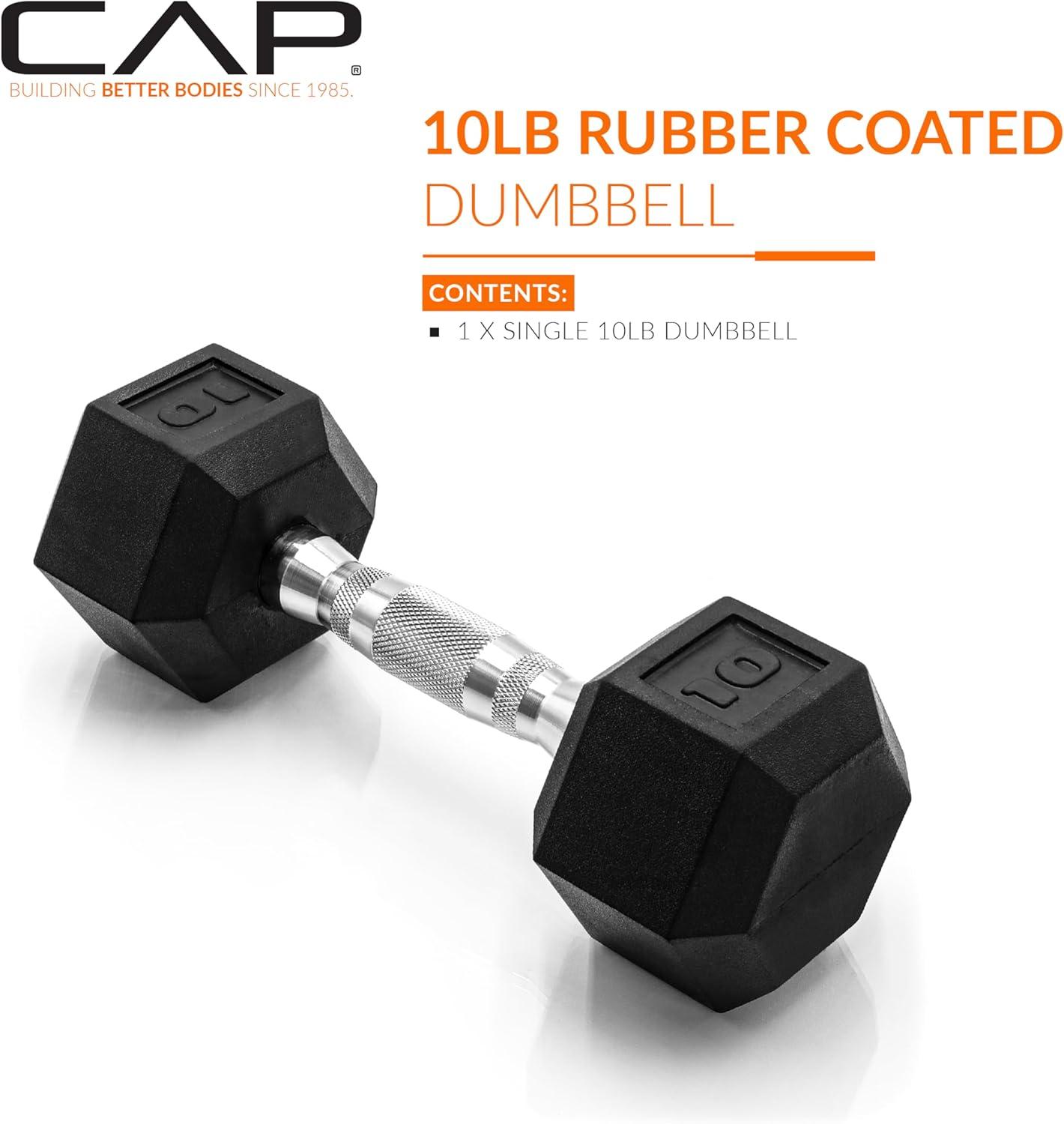 imageCAP Barbell Coated Hex Dumbbell Weight  Multiple OptionsChrome Handle