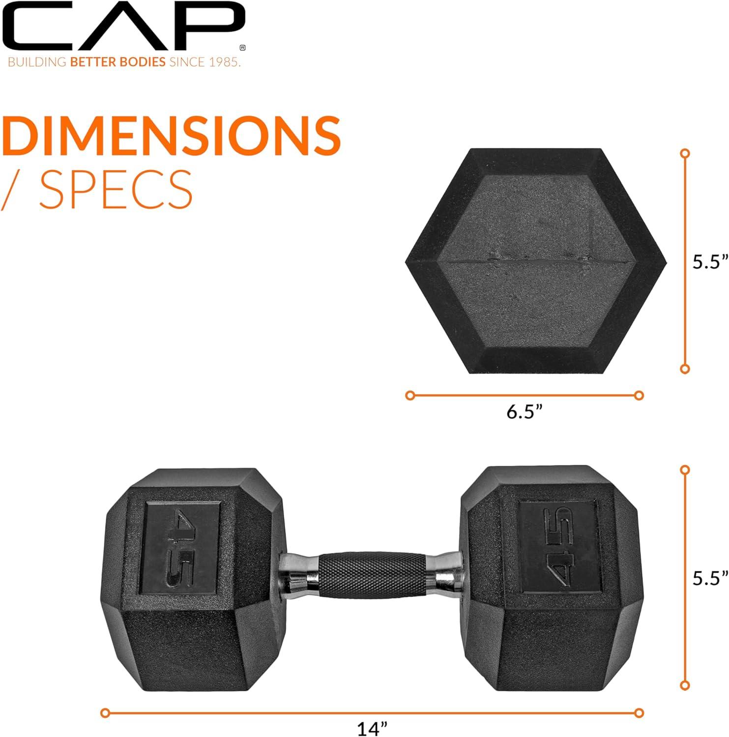 imageCAP Barbell Coated Hex Dumbbell Weight  Multiple OptionsComfort Grip