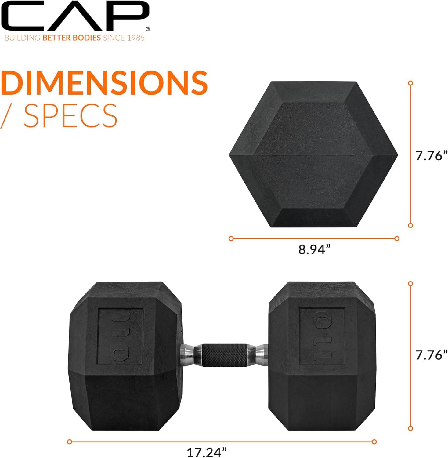 imageCAP Barbell Coated Hex Dumbbell Weight  Multiple OptionsComfort Grip