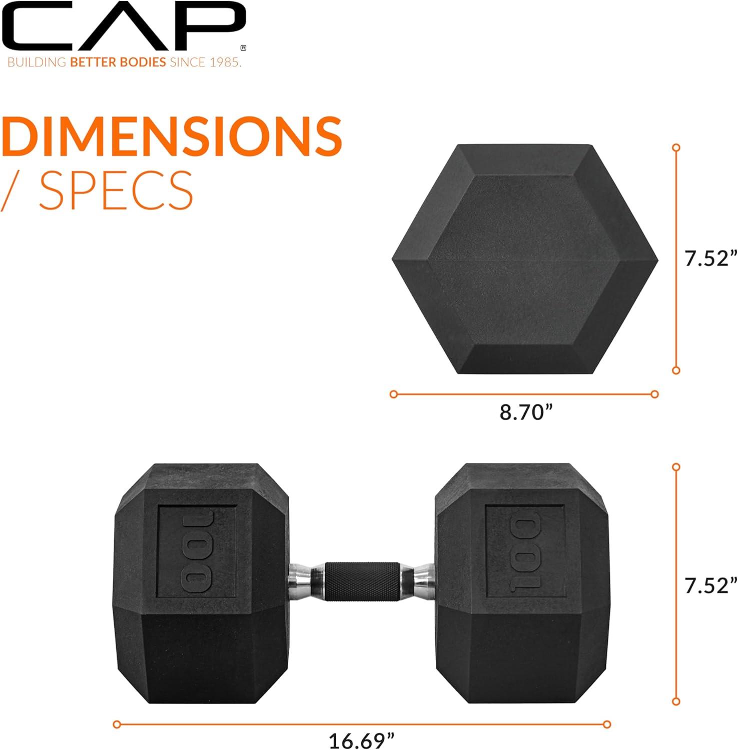 imageCAP Barbell Coated Hex Dumbbell Weight  Multiple OptionsComfort Grip