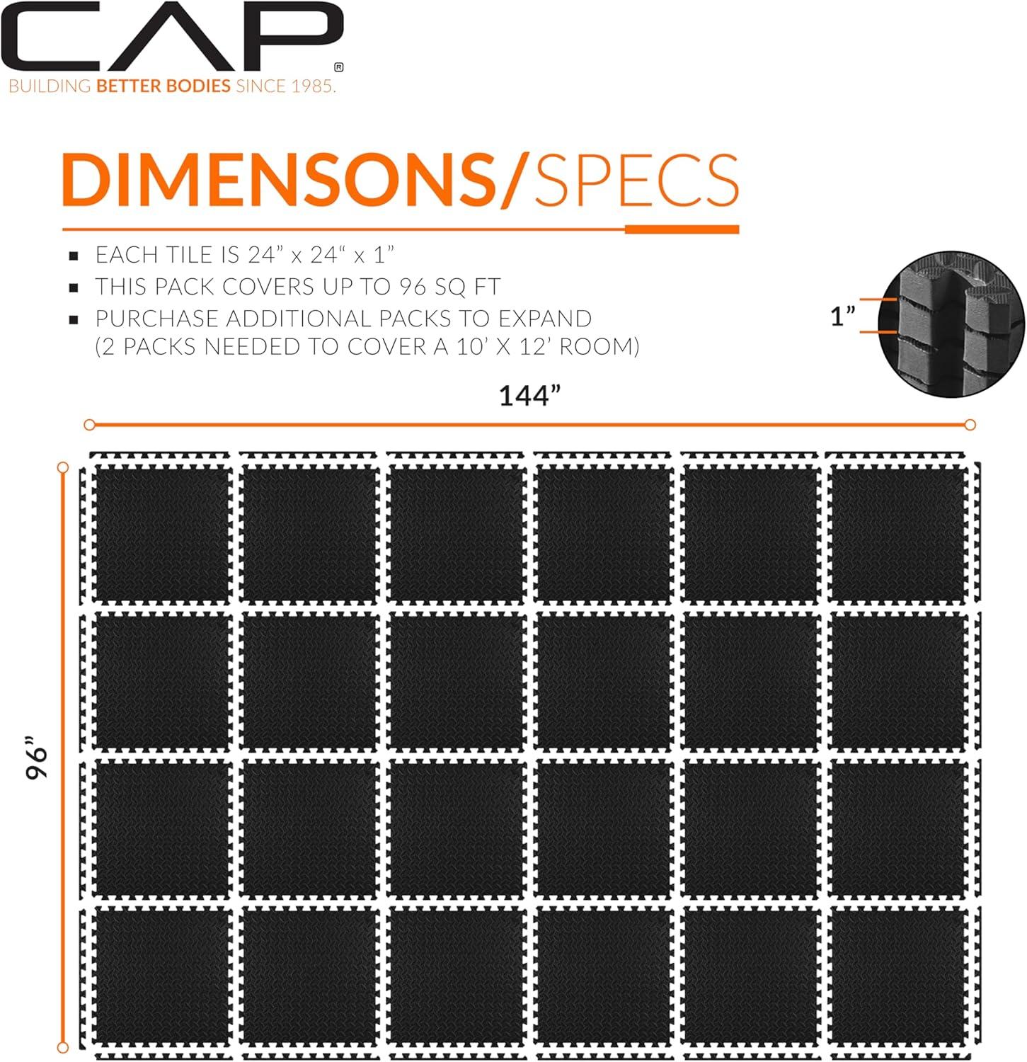 imageCAP Barbell Exercise Puzzle Mats Packs Tiles 24quotx24quot  Multiple OptionsDiamond  Black