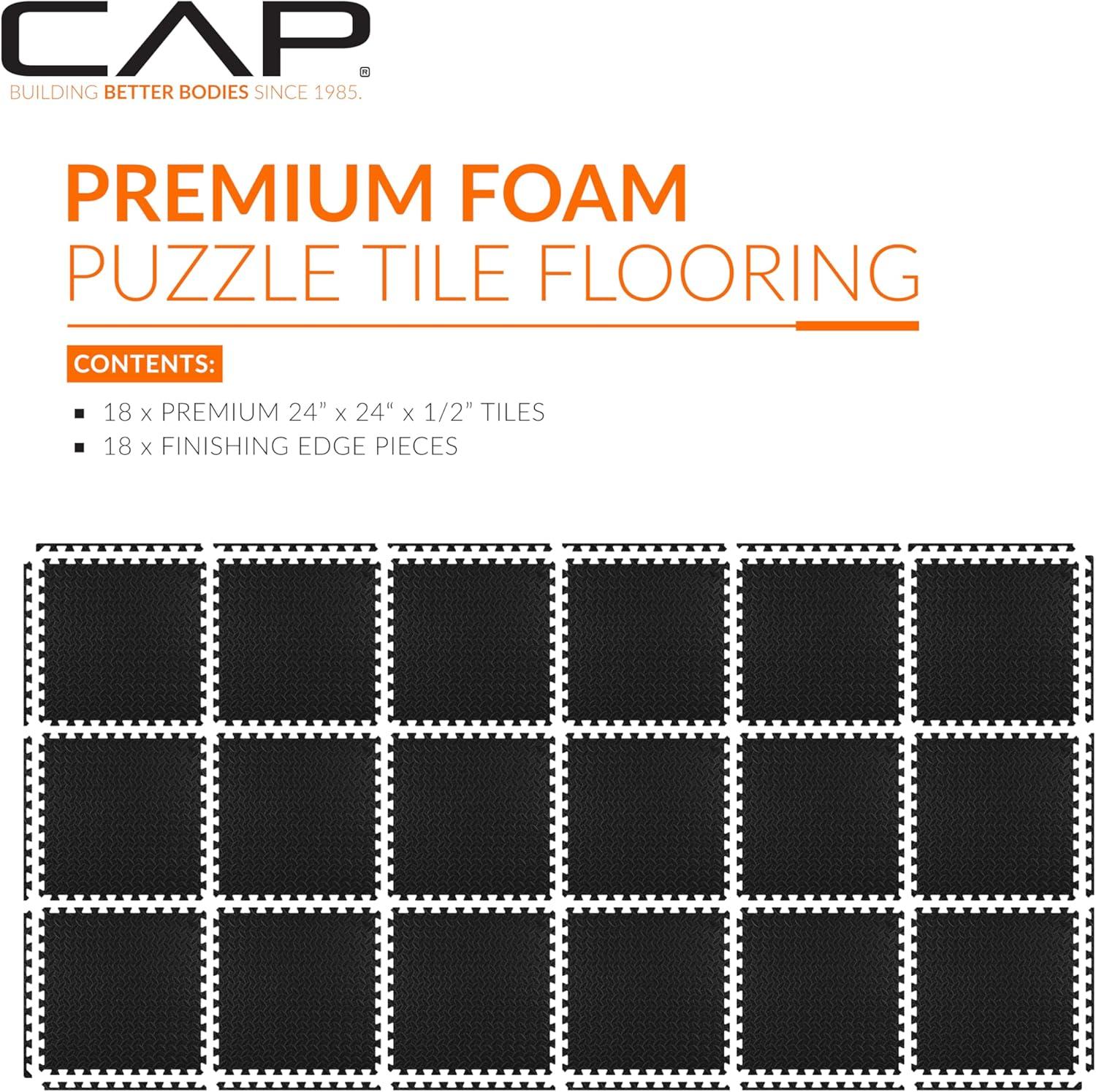 imageCAP Barbell Exercise Puzzle Mats Packs Tiles 24quotx24quot  Multiple OptionsDiamond  Black