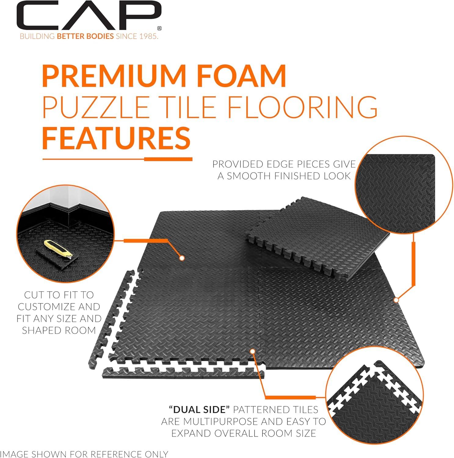 imageCAP Barbell Exercise Puzzle Mats Packs Tiles 24quotx24quot  Multiple OptionsDiamond  Black