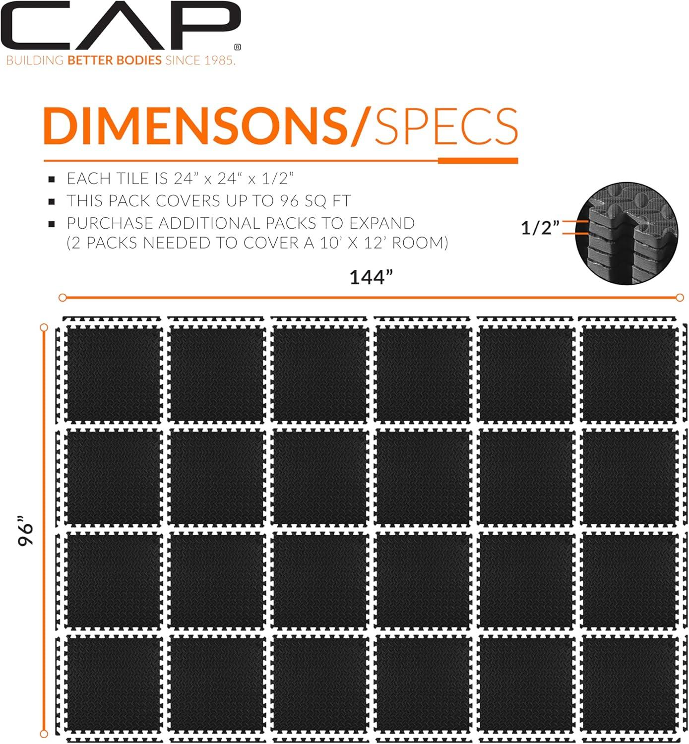 imageCAP Barbell Exercise Puzzle Mats Packs Tiles 24quotx24quot  Multiple OptionsDiamond  Black