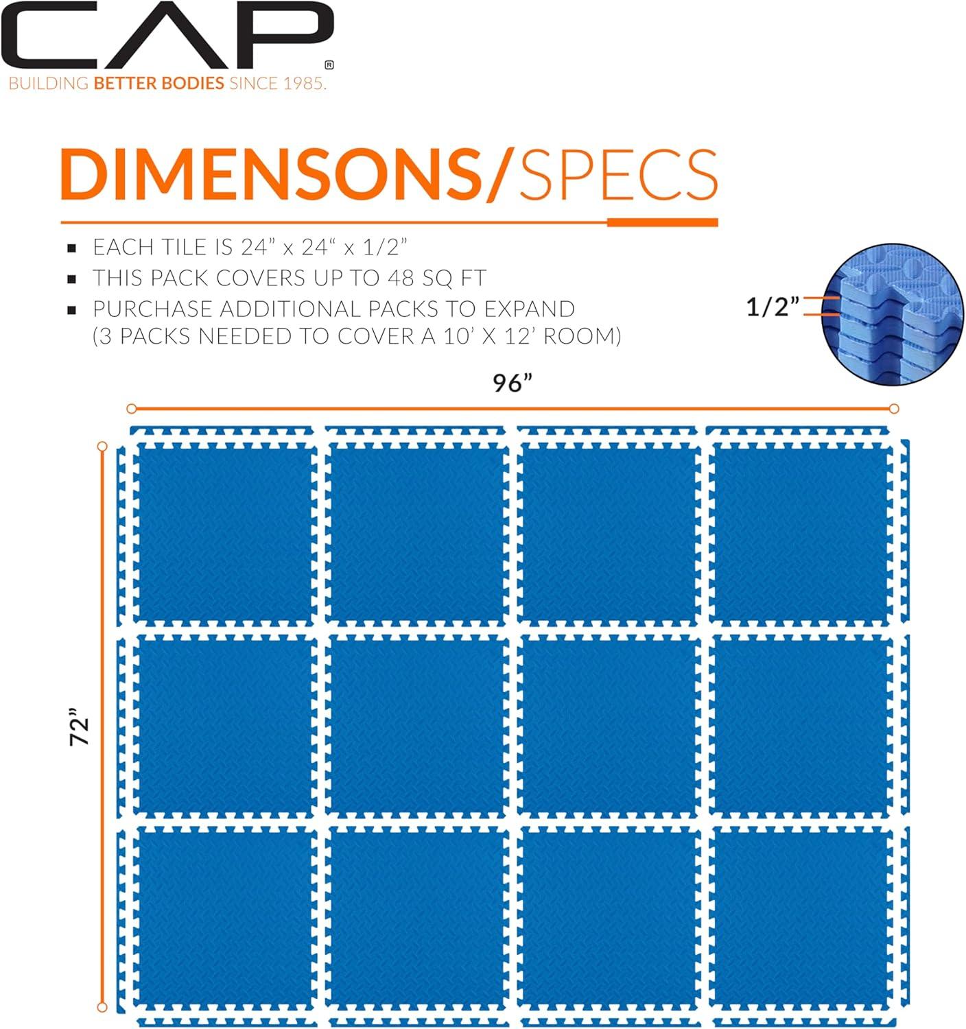 imageCAP Barbell Exercise Puzzle Mats Packs Tiles 24quotx24quot  Multiple OptionsDiamond  Blue