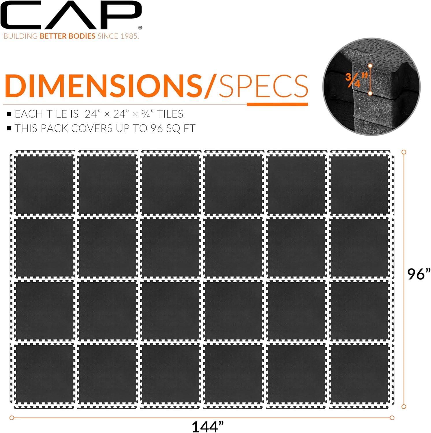 imageCAP Barbell Exercise Puzzle Mats Packs Tiles 24quotx24quot  Multiple OptionsPebble  Black