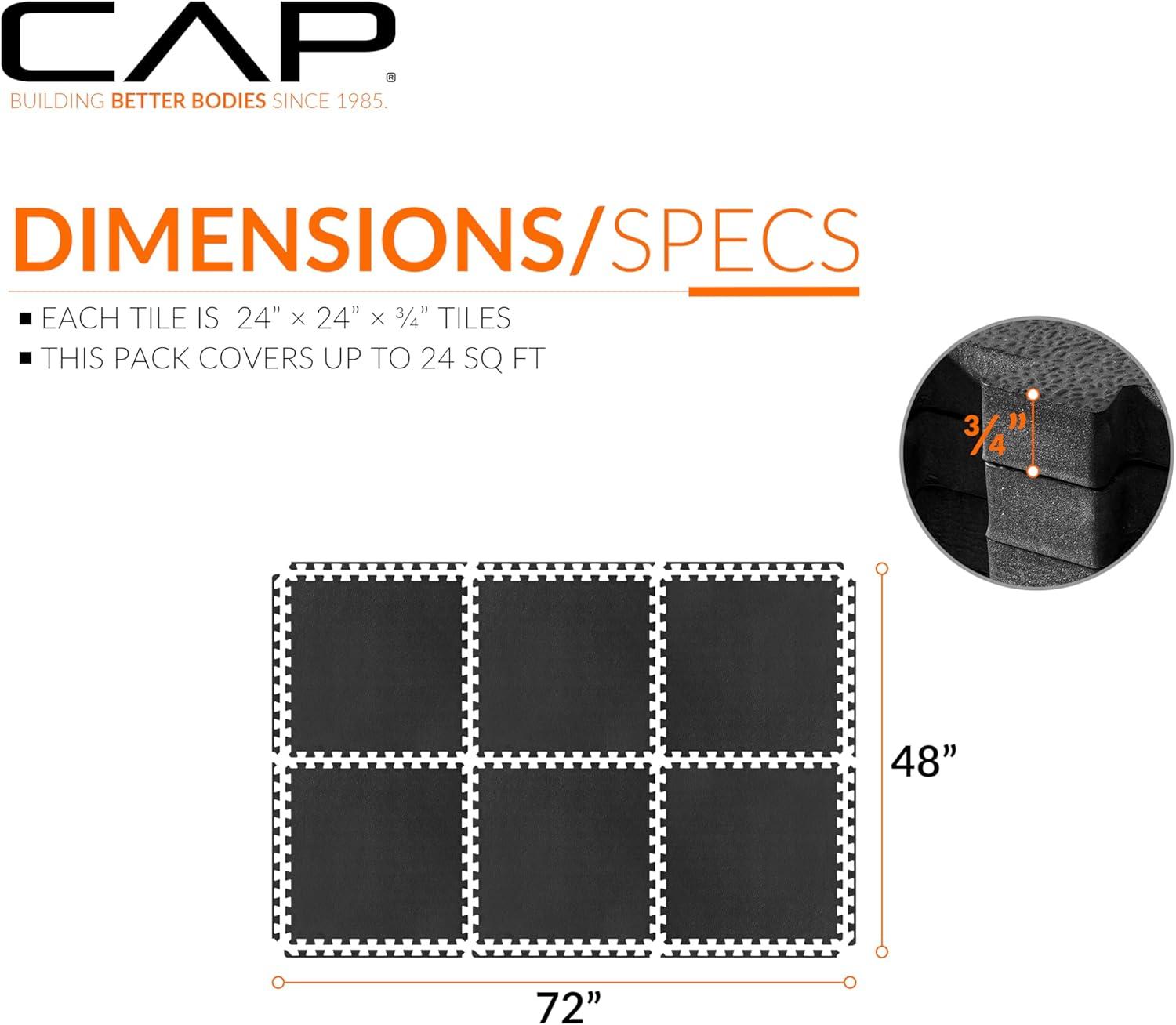 imageCAP Barbell Exercise Puzzle Mats Packs Tiles 24quotx24quot  Multiple OptionsPebble  Black