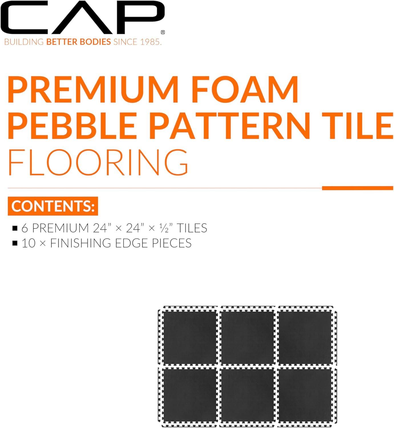 imageCAP Barbell Exercise Puzzle Mats Packs Tiles 24quotx24quot  Multiple OptionsPebble  Black
