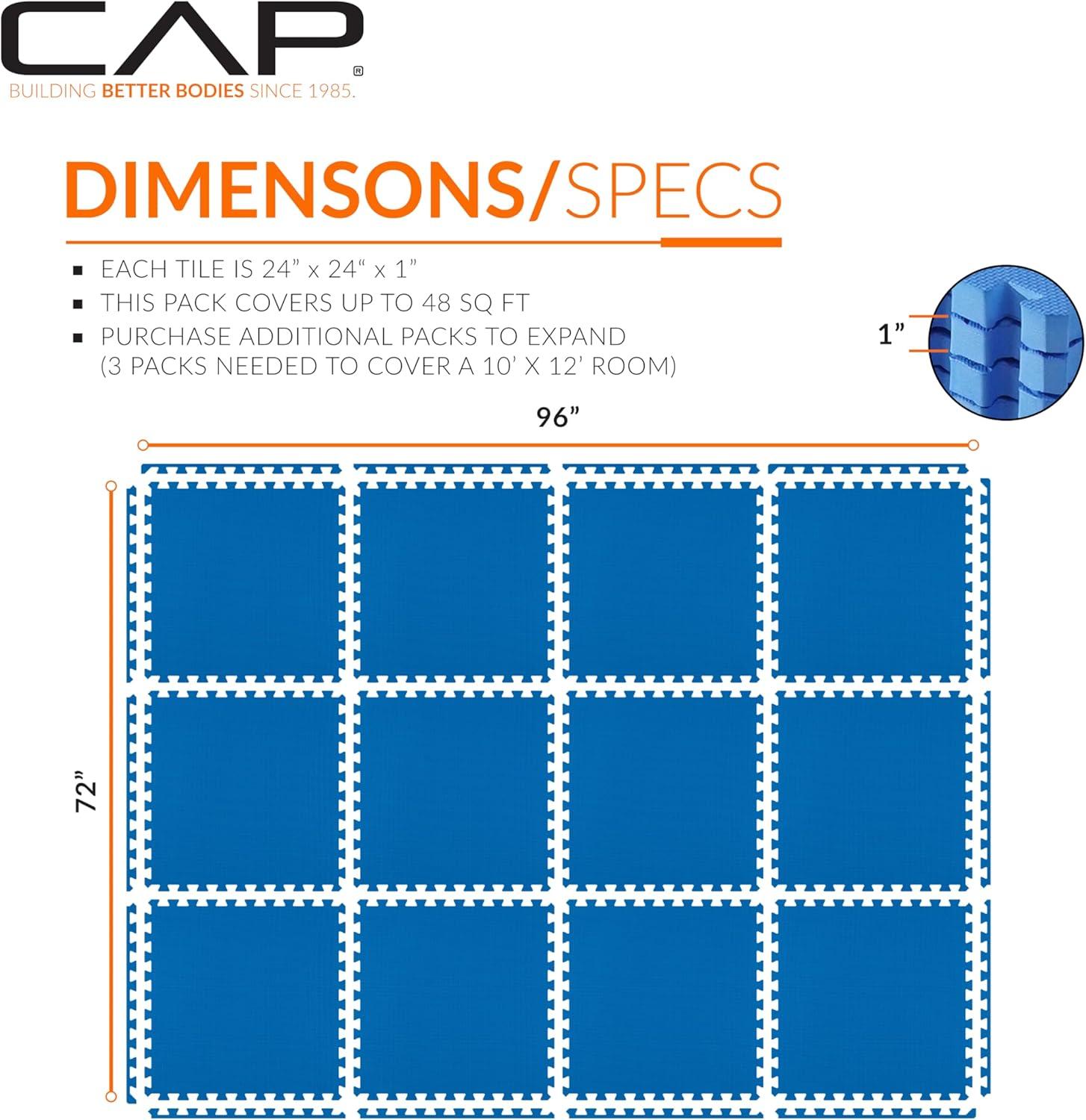 imageCAP Barbell Exercise Puzzle Mats Packs Tiles 24quotx24quot  Multiple OptionsT  Blue