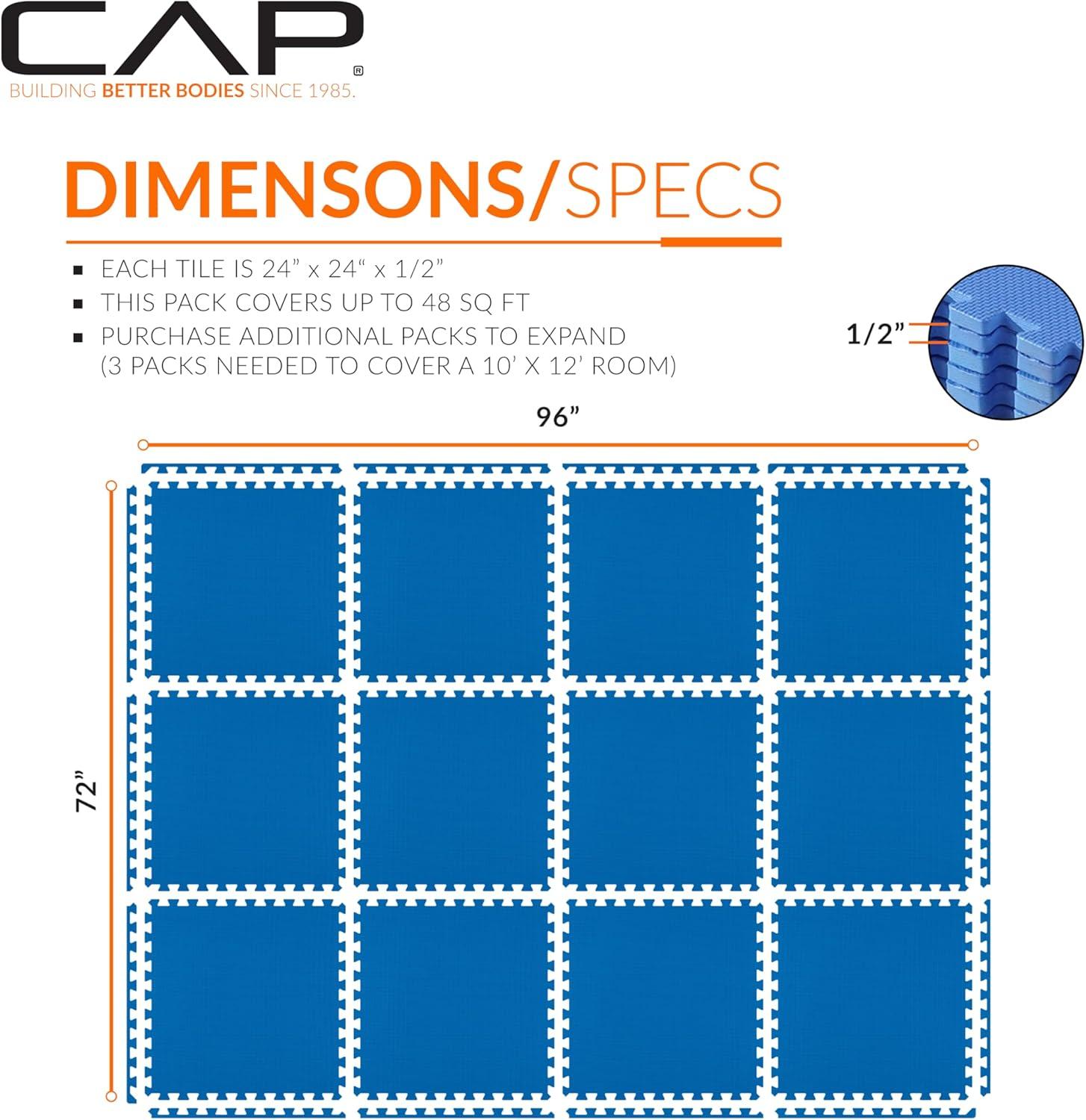 imageCAP Barbell Exercise Puzzle Mats Packs Tiles 24quotx24quot  Multiple OptionsT  Blue