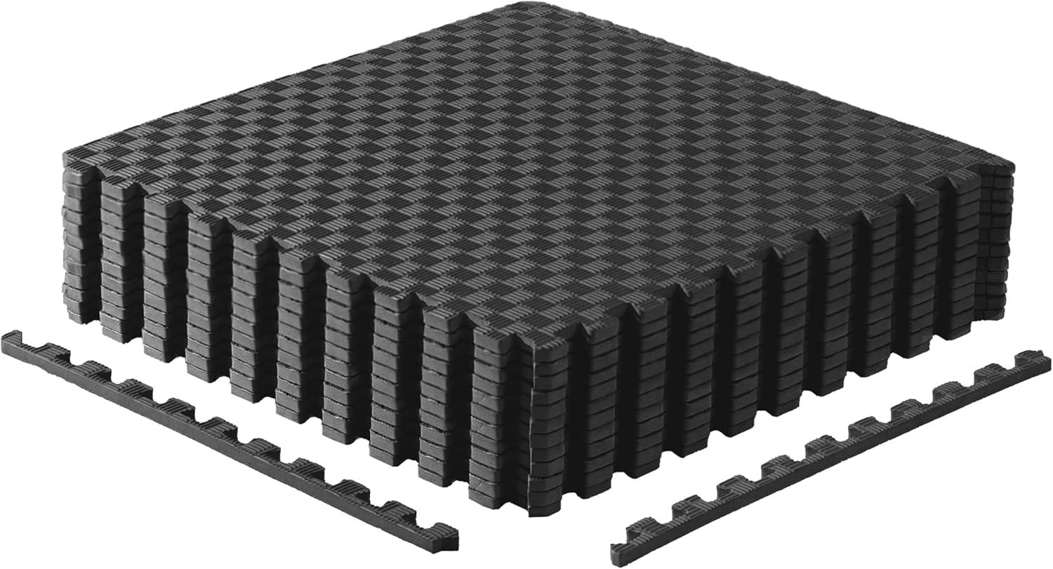 imageCAP Barbell Exercise Puzzle Mats Packs Tiles 24quotx24quot  Multiple OptionsTatami  Black