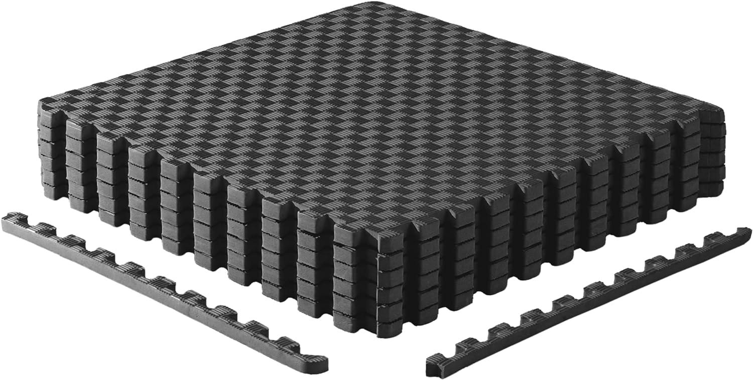imageCAP Barbell Exercise Puzzle Mats Packs Tiles 24quotx24quot  Multiple OptionsTatami  Black