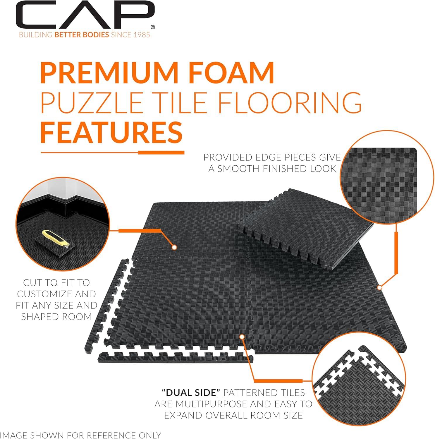imageCAP Barbell Exercise Puzzle Mats Packs Tiles 24quotx24quot  Multiple OptionsTatami  Black