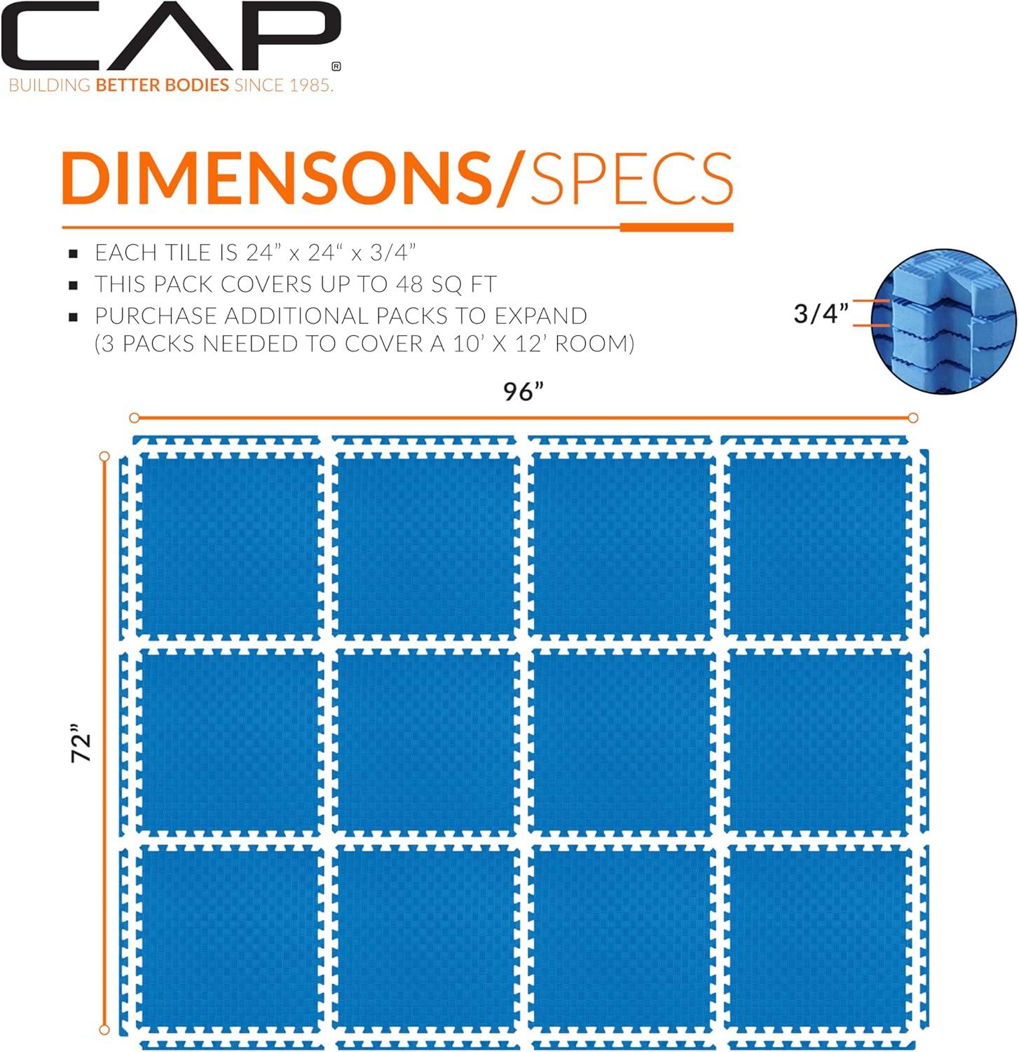 imageCAP Barbell Exercise Puzzle Mats Packs Tiles 24quotx24quot  Multiple OptionsTatami  Blue