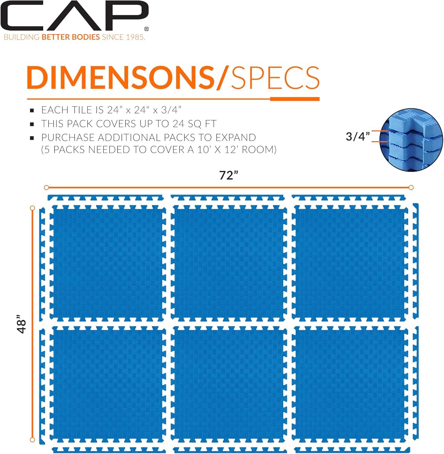 imageCAP Barbell Exercise Puzzle Mats Packs Tiles 24quotx24quot  Multiple OptionsTatami  Blue