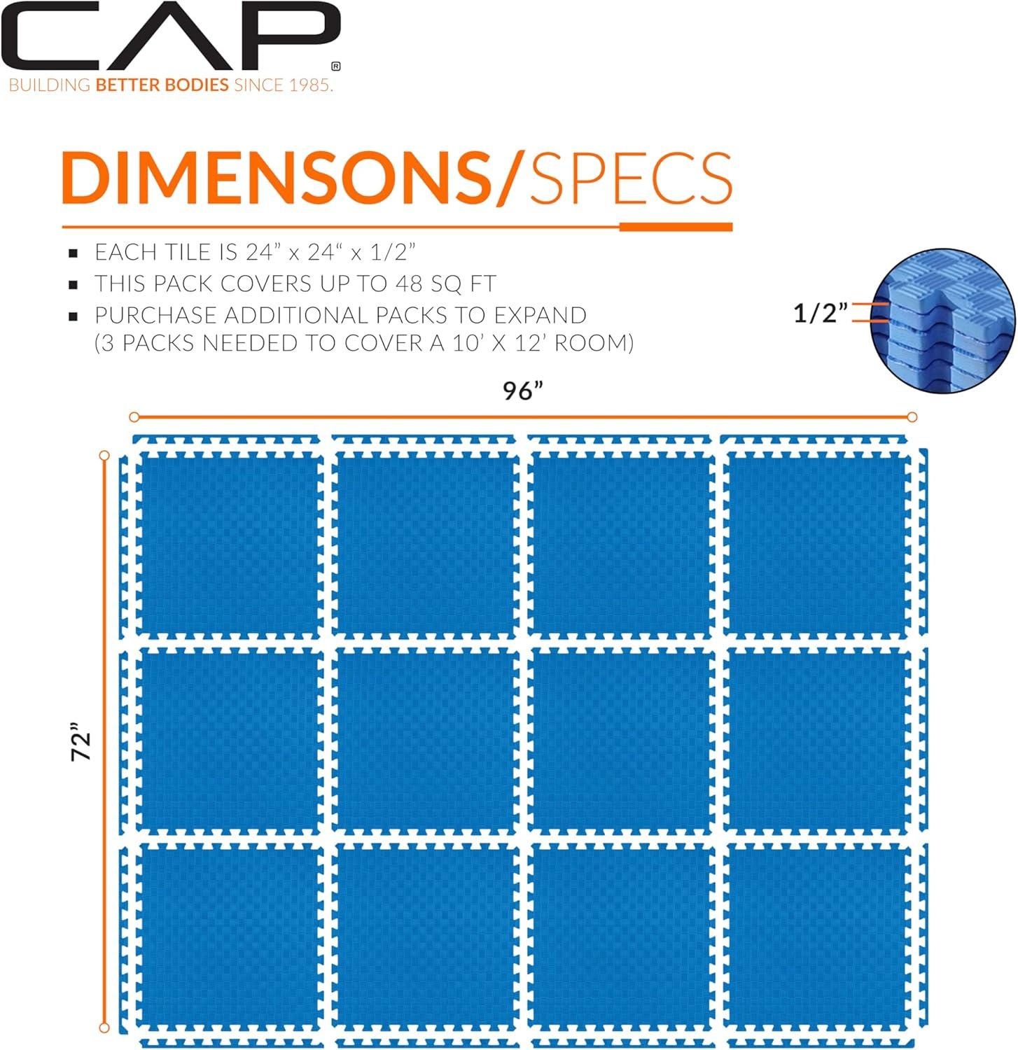 imageCAP Barbell Exercise Puzzle Mats Packs Tiles 24quotx24quot  Multiple OptionsTatami  Blue