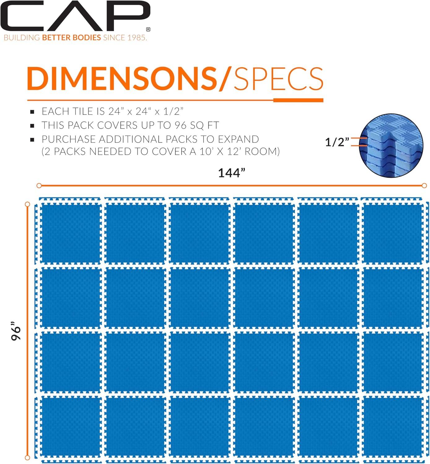 imageCAP Barbell Exercise Puzzle Mats Packs Tiles 24quotx24quot  Multiple OptionsTatami  Blue