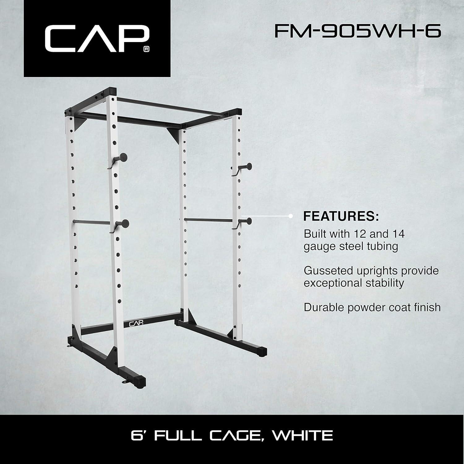 imageCAP Barbell Full Cage Power Rack Color Series  6 or 7 OptionsWhite