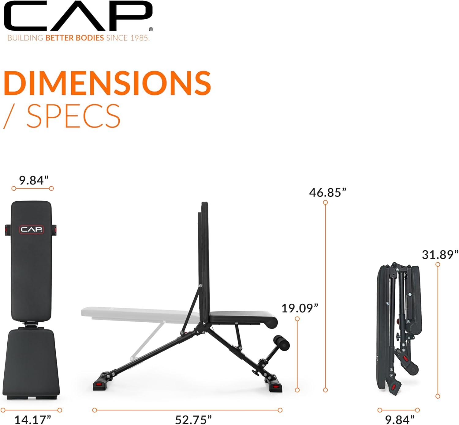 imageCAP Barbell MultiPurpose Adjustable Utility Strength Training Weight Bench  Multiple OptionsELITE