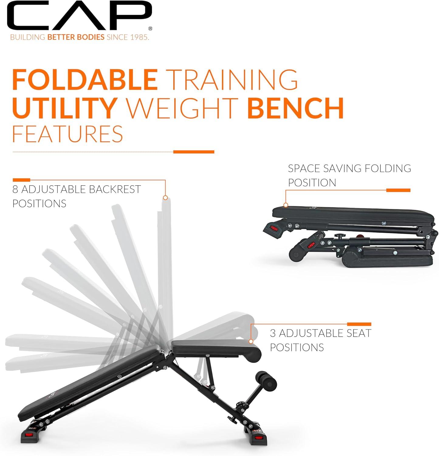 imageCAP Barbell MultiPurpose Adjustable Utility Strength Training Weight Bench  Multiple OptionsELITE