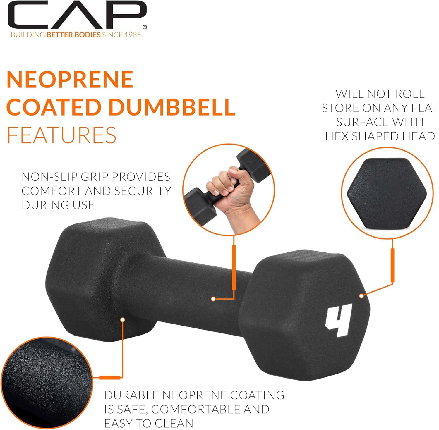 imageCAP Barbell Neoprene Dumbbell Weights Pairs ampamp Sets  Multiple ColorsBlack