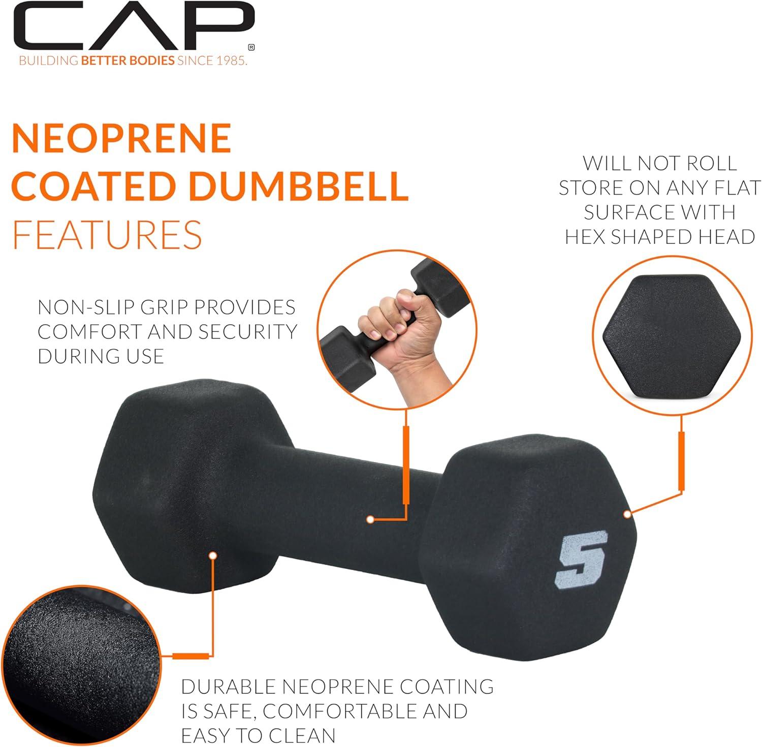 imageCAP Barbell Neoprene Dumbbell Weights Pairs ampamp Sets  Multiple ColorsBlack