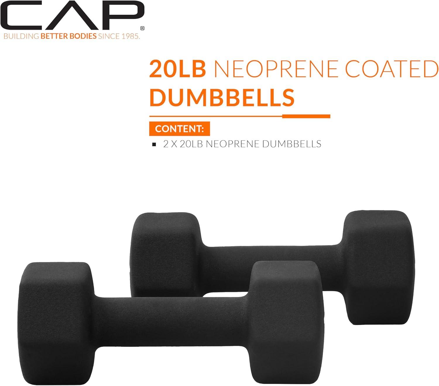 imageCAP Barbell Neoprene Dumbbell Weights Pairs ampamp Sets  Multiple ColorsBlack