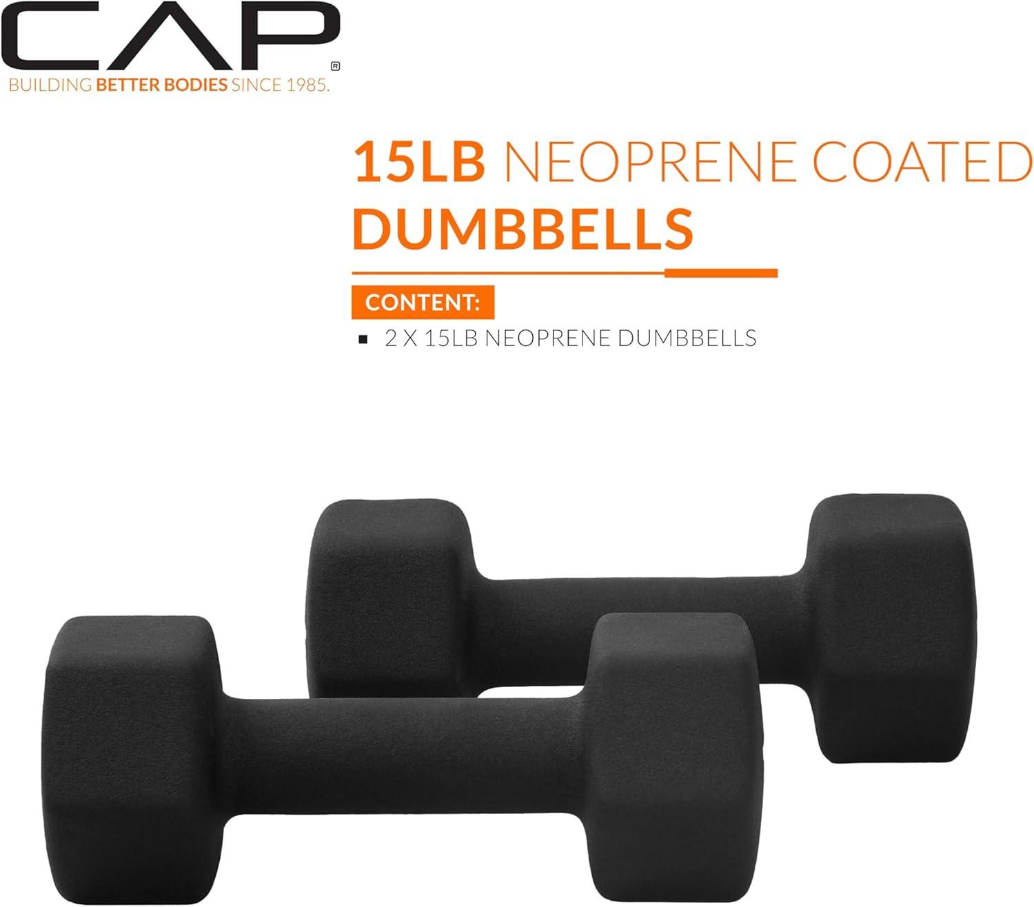 imageCAP Barbell Neoprene Dumbbell Weights Pairs ampamp Sets  Multiple ColorsBlack