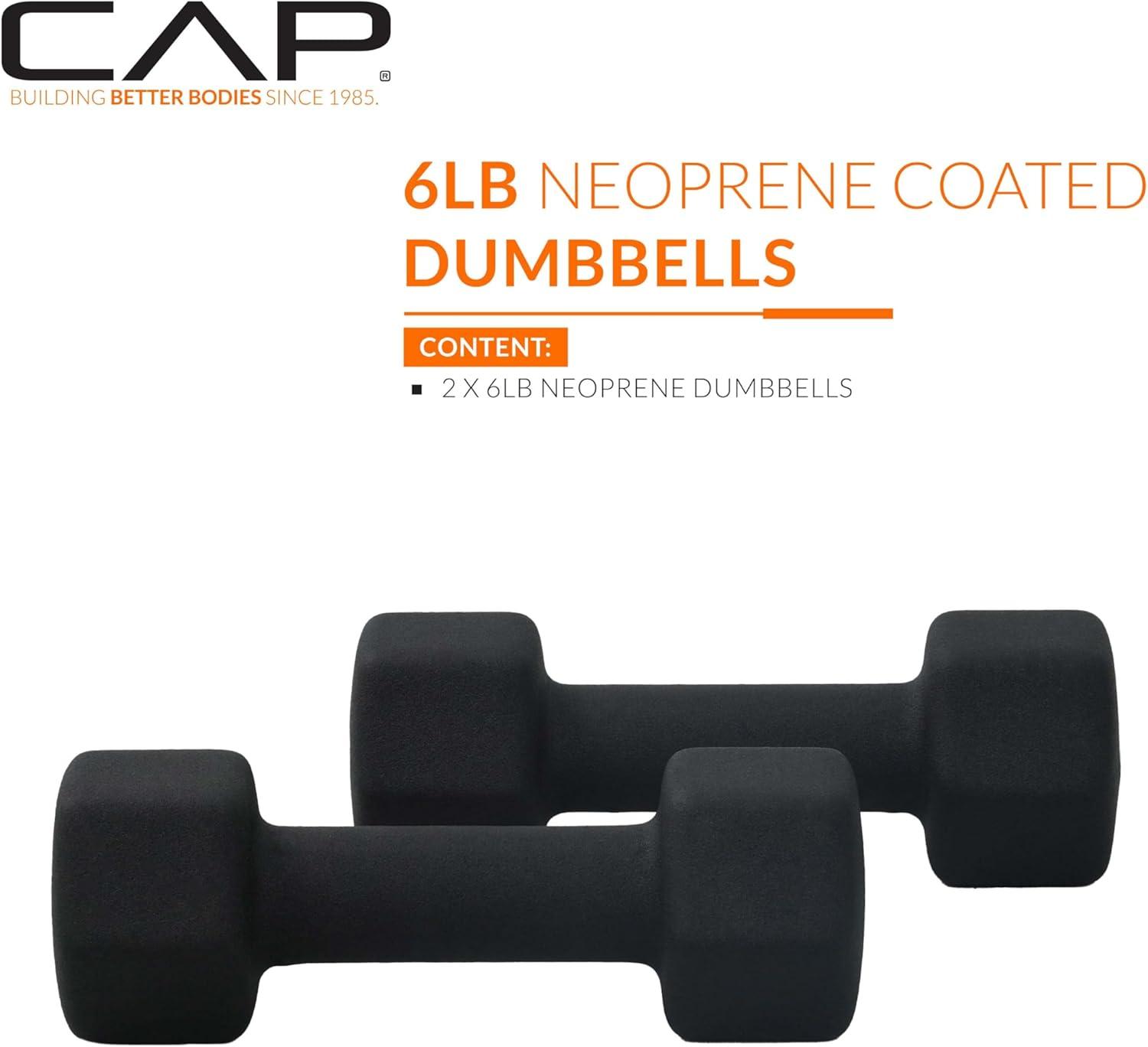 imageCAP Barbell Neoprene Dumbbell Weights Pairs ampamp Sets  Multiple ColorsBlack