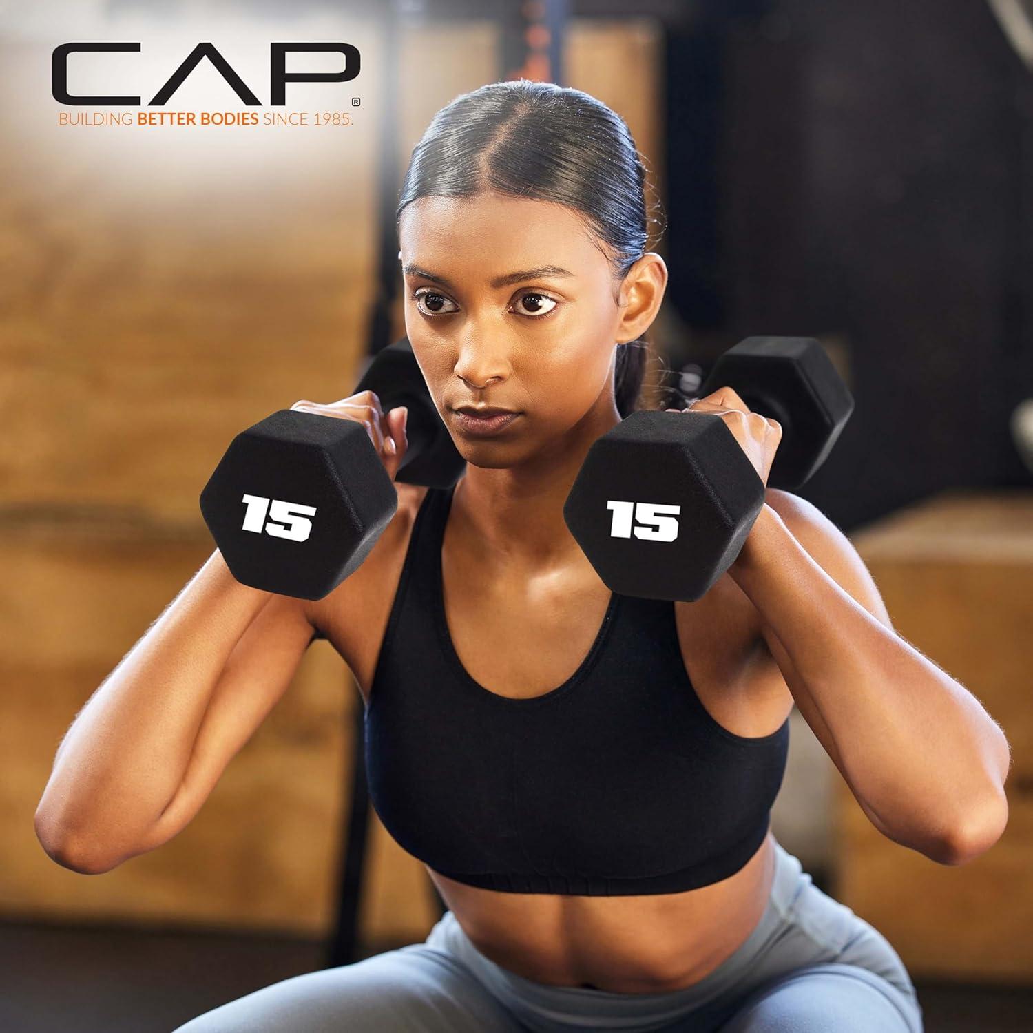 imageCAP Barbell Neoprene Dumbbell Weights Pairs ampamp Sets  Multiple ColorsBlack