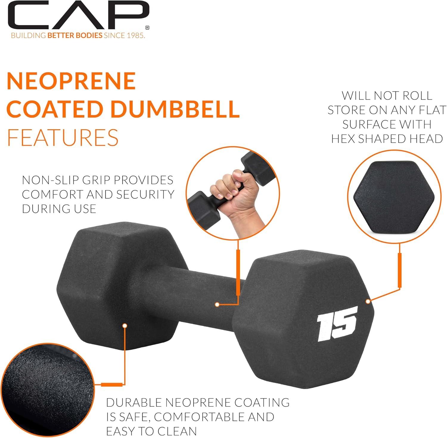 imageCAP Barbell Neoprene Dumbbell Weights Pairs ampamp Sets  Multiple ColorsBlack