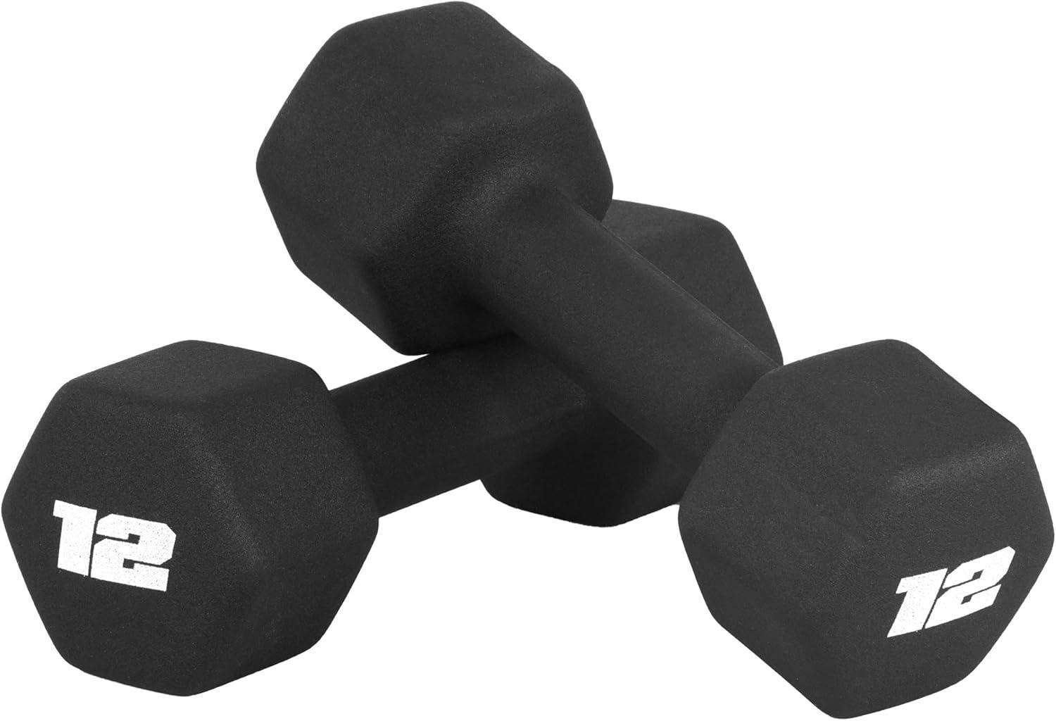 imageCAP Barbell Neoprene Dumbbell Weights Pairs ampamp Sets  Multiple ColorsBlack