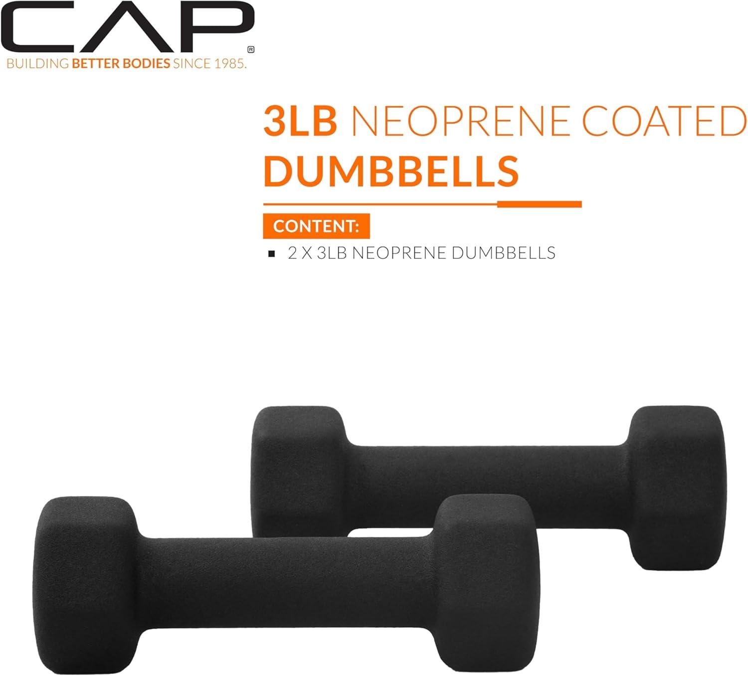 imageCAP Barbell Neoprene Dumbbell Weights Pairs ampamp Sets  Multiple ColorsBlack