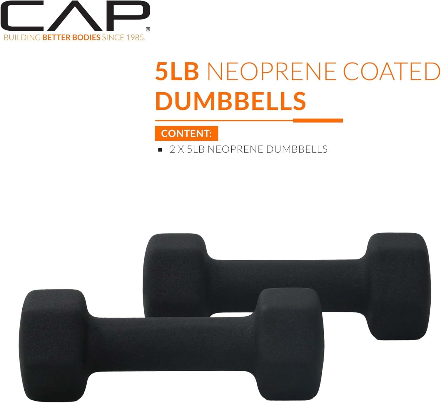 imageCAP Barbell Neoprene Dumbbell Weights Pairs ampamp Sets  Multiple ColorsBlack