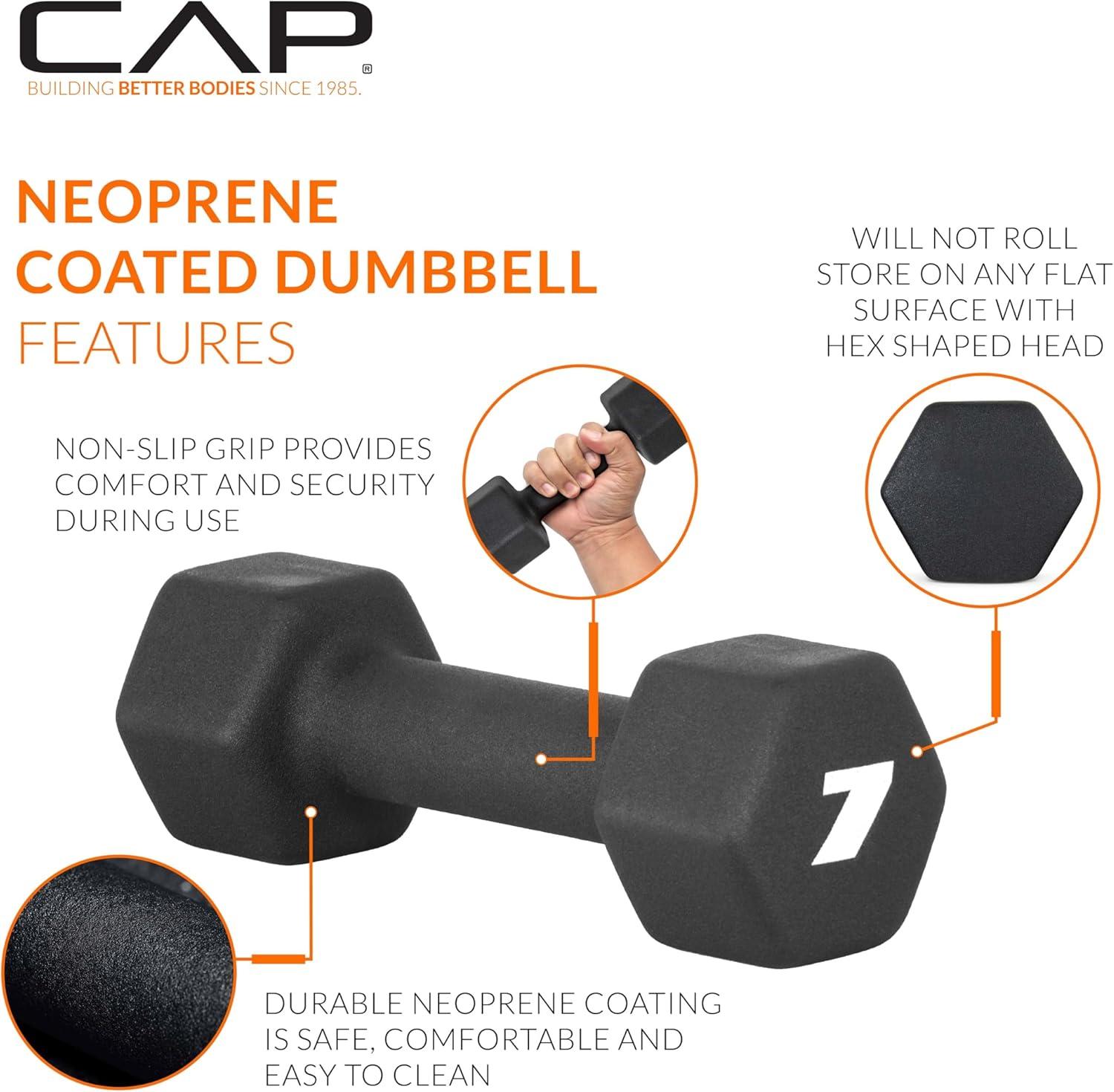 imageCAP Barbell Neoprene Dumbbell Weights Pairs ampamp Sets  Multiple ColorsBlack