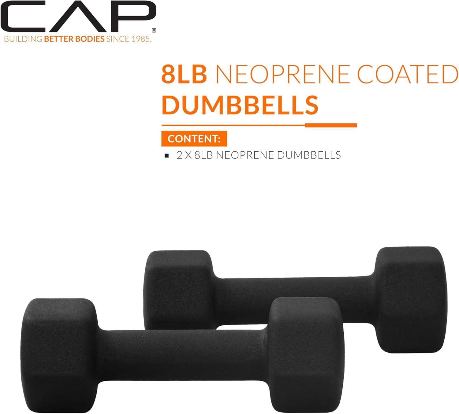 imageCAP Barbell Neoprene Dumbbell Weights Pairs ampamp Sets  Multiple ColorsBlack