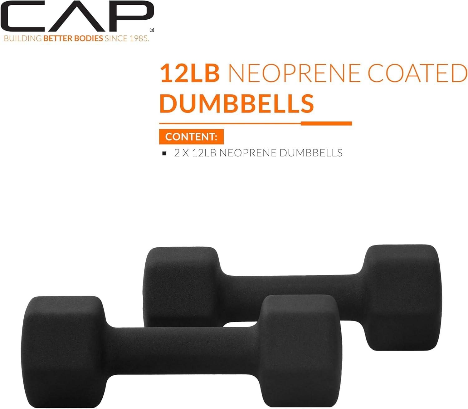 imageCAP Barbell Neoprene Dumbbell Weights Pairs ampamp Sets  Multiple ColorsBlack