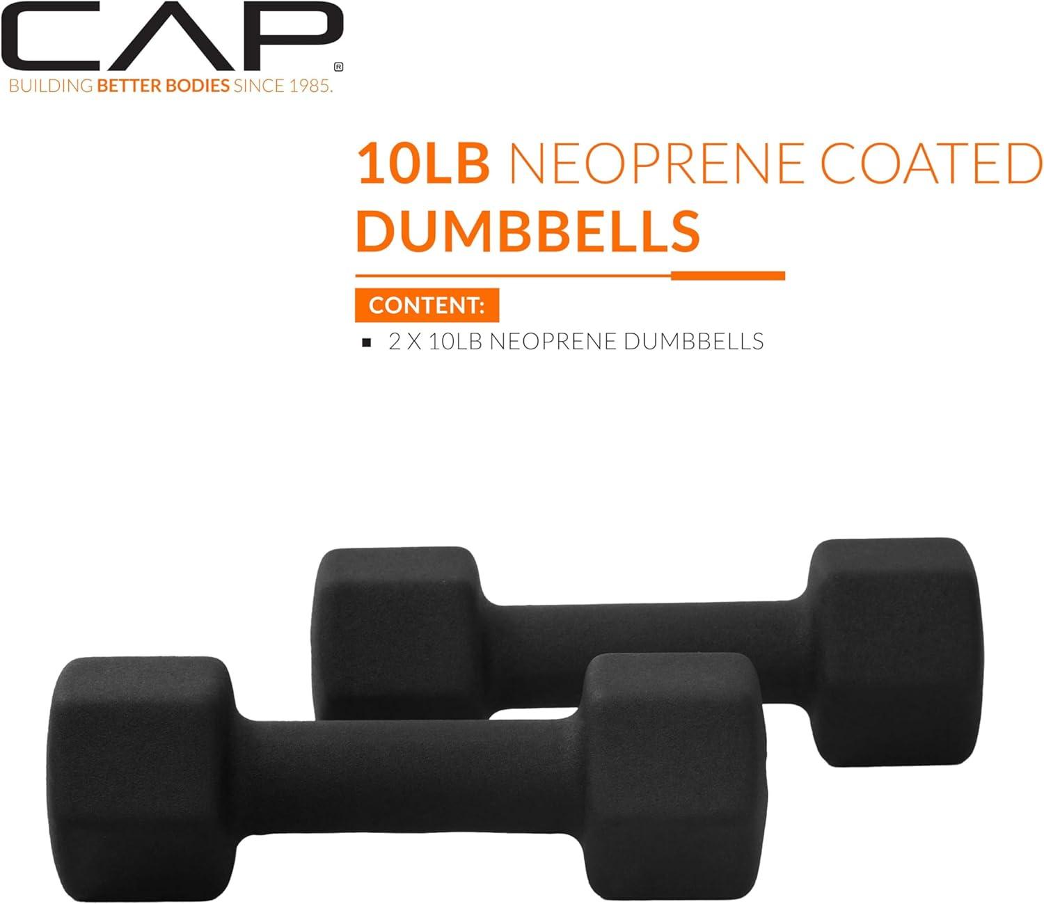 imageCAP Barbell Neoprene Dumbbell Weights Pairs ampamp Sets  Multiple ColorsBlack