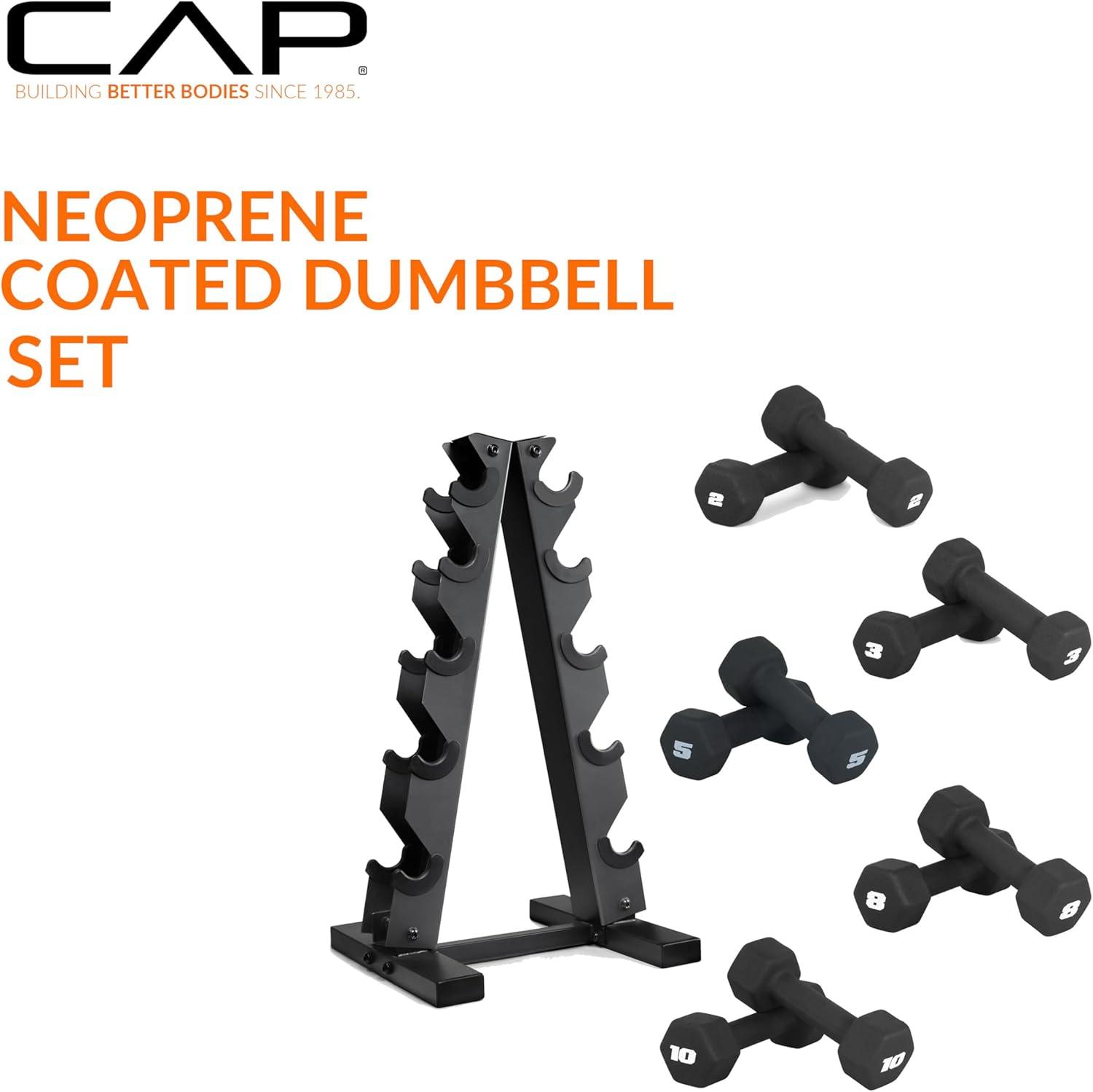 imageCAP Barbell Neoprene Dumbbell Weights Pairs ampamp Sets  Multiple ColorsBlack