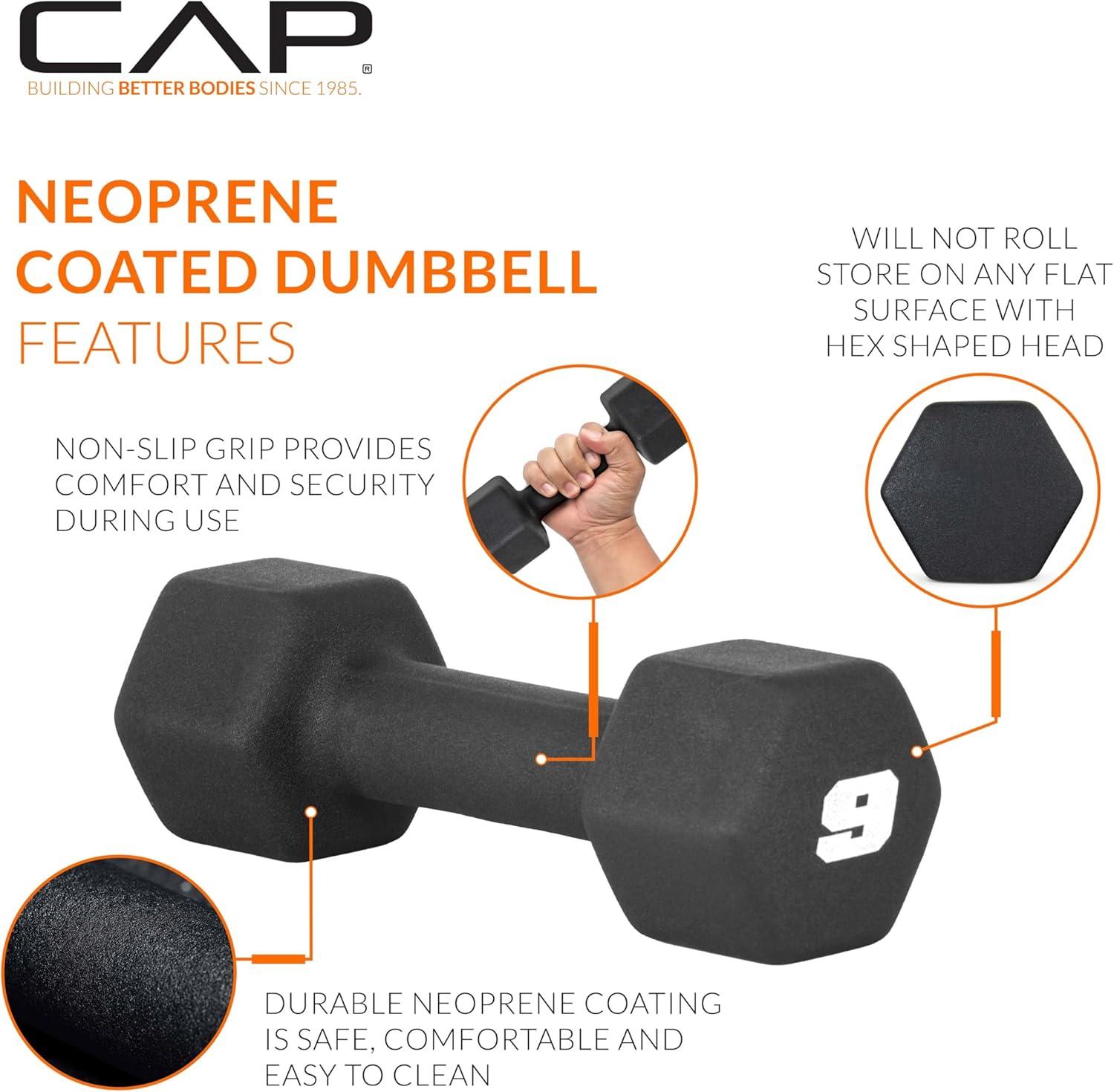 imageCAP Barbell Neoprene Dumbbell Weights Pairs ampamp Sets  Multiple ColorsBlack