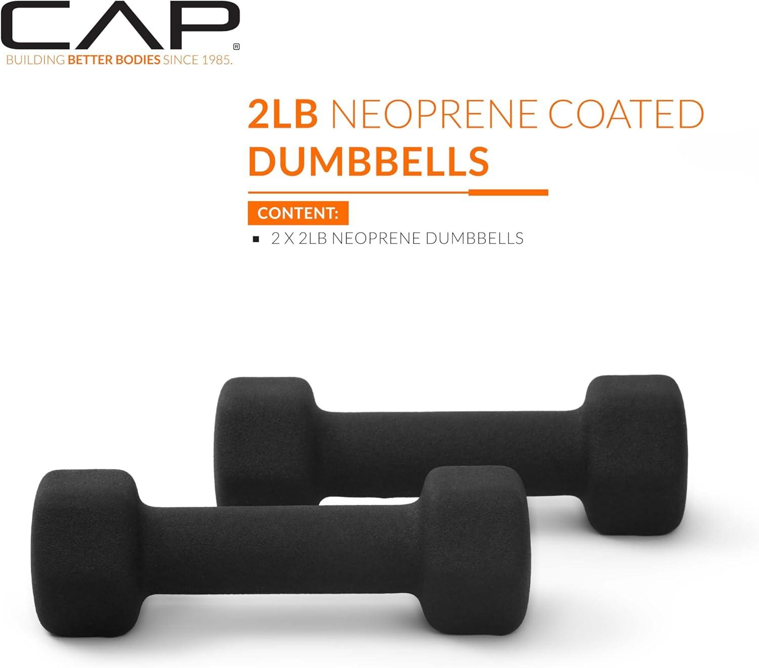imageCAP Barbell Neoprene Dumbbell Weights Pairs ampamp Sets  Multiple ColorsBlack