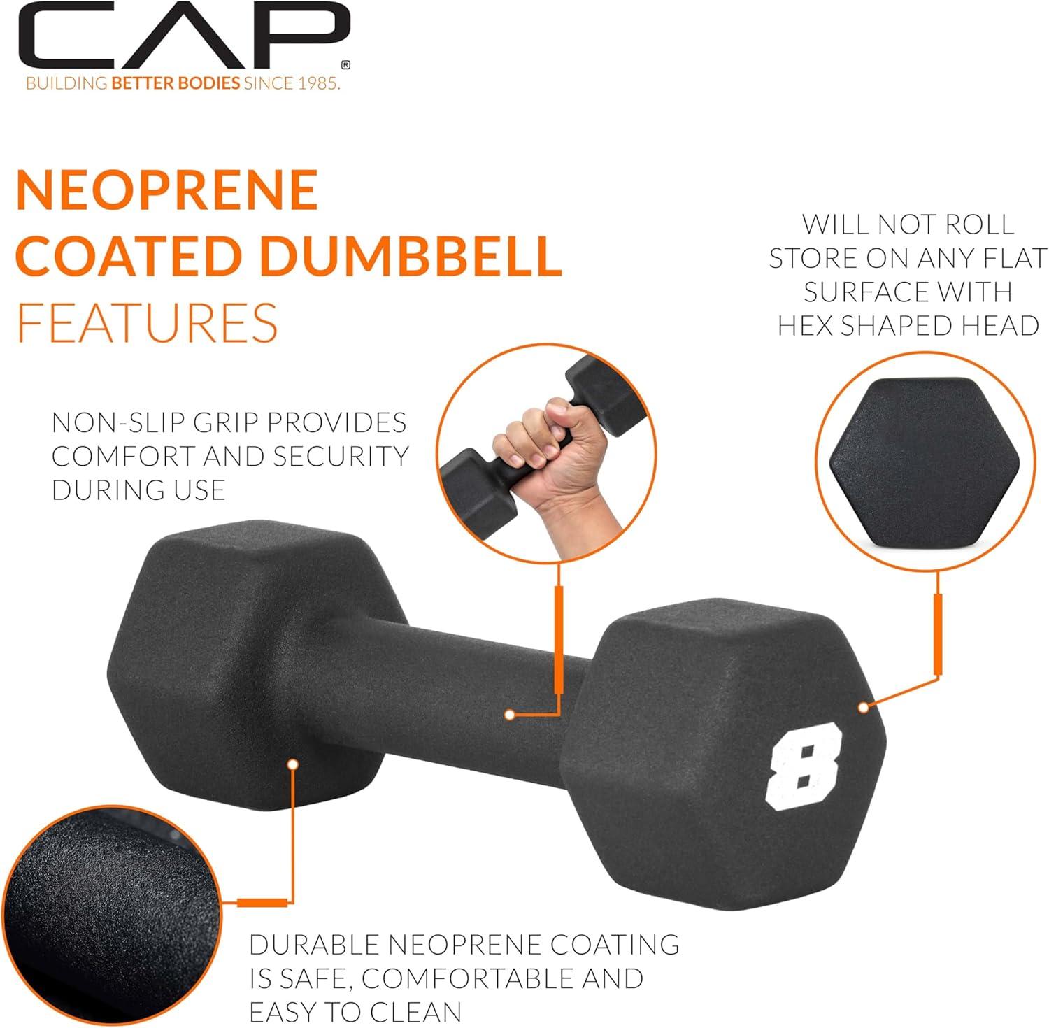imageCAP Barbell Neoprene Dumbbell Weights Pairs ampamp Sets  Multiple ColorsBlack