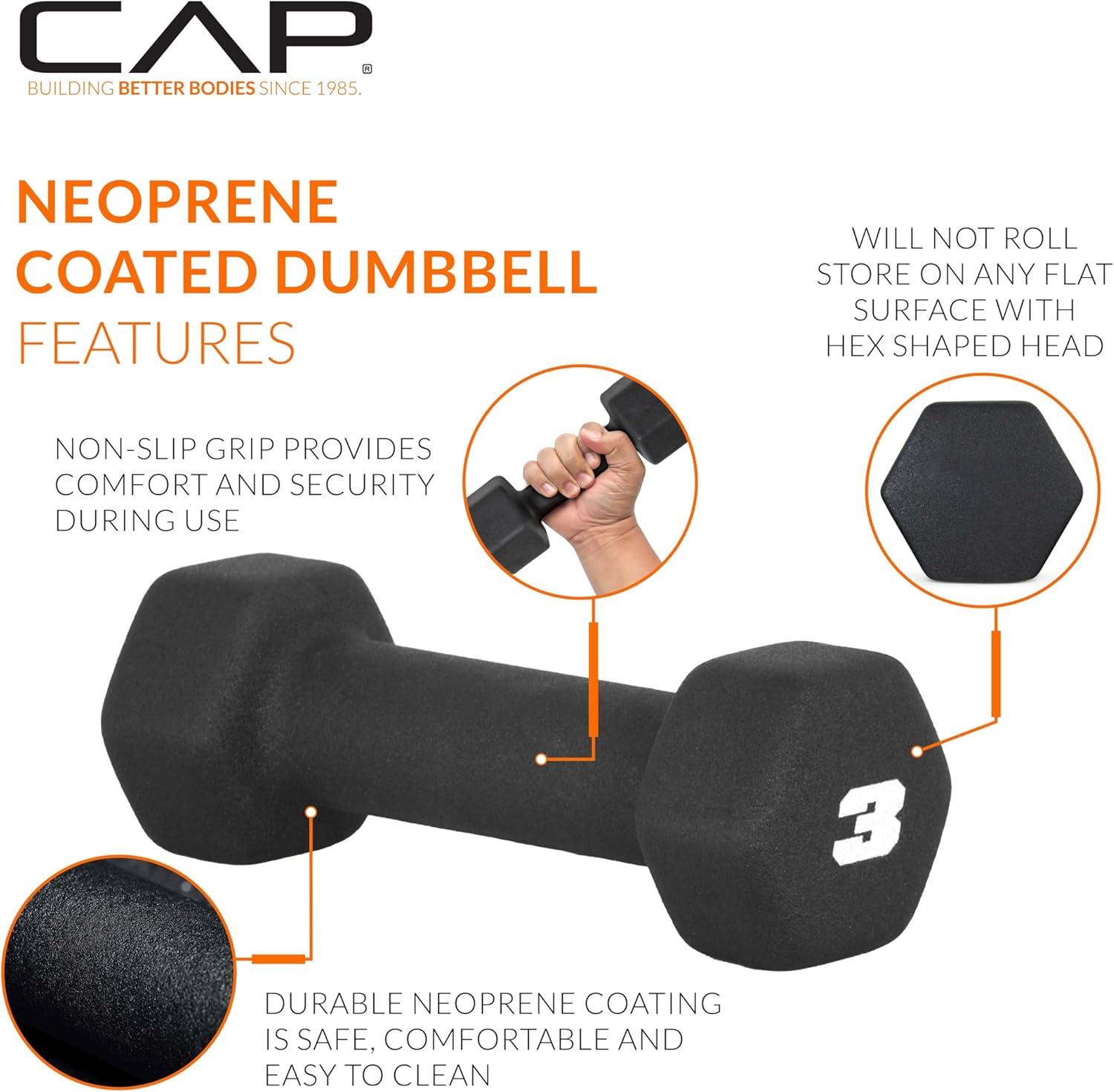 imageCAP Barbell Neoprene Dumbbell Weights Pairs ampamp Sets  Multiple ColorsBlack
