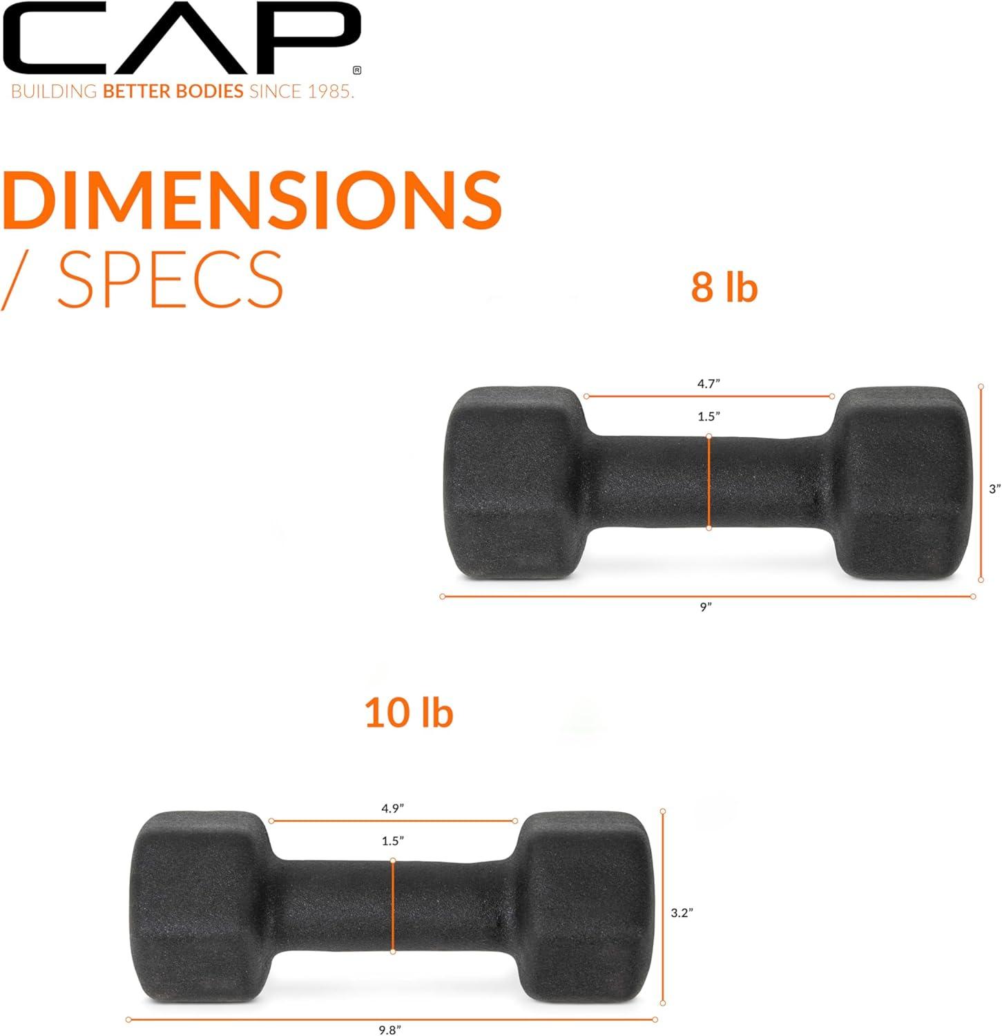 imageCAP Barbell Neoprene Dumbbell Weights Pairs ampamp Sets  Multiple ColorsBlack