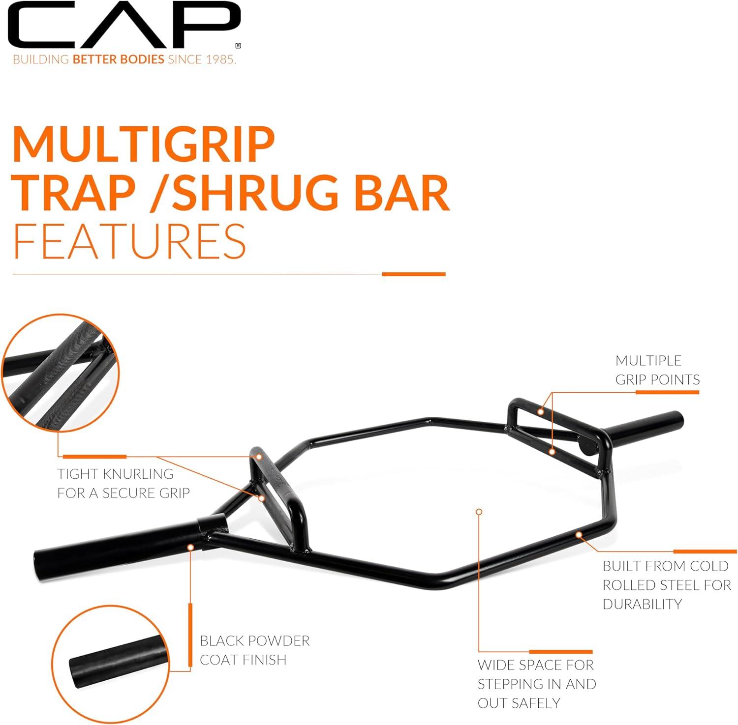 imageCAP Barbell Olympic Trap Bar  Multiple Grip OptionsBlack