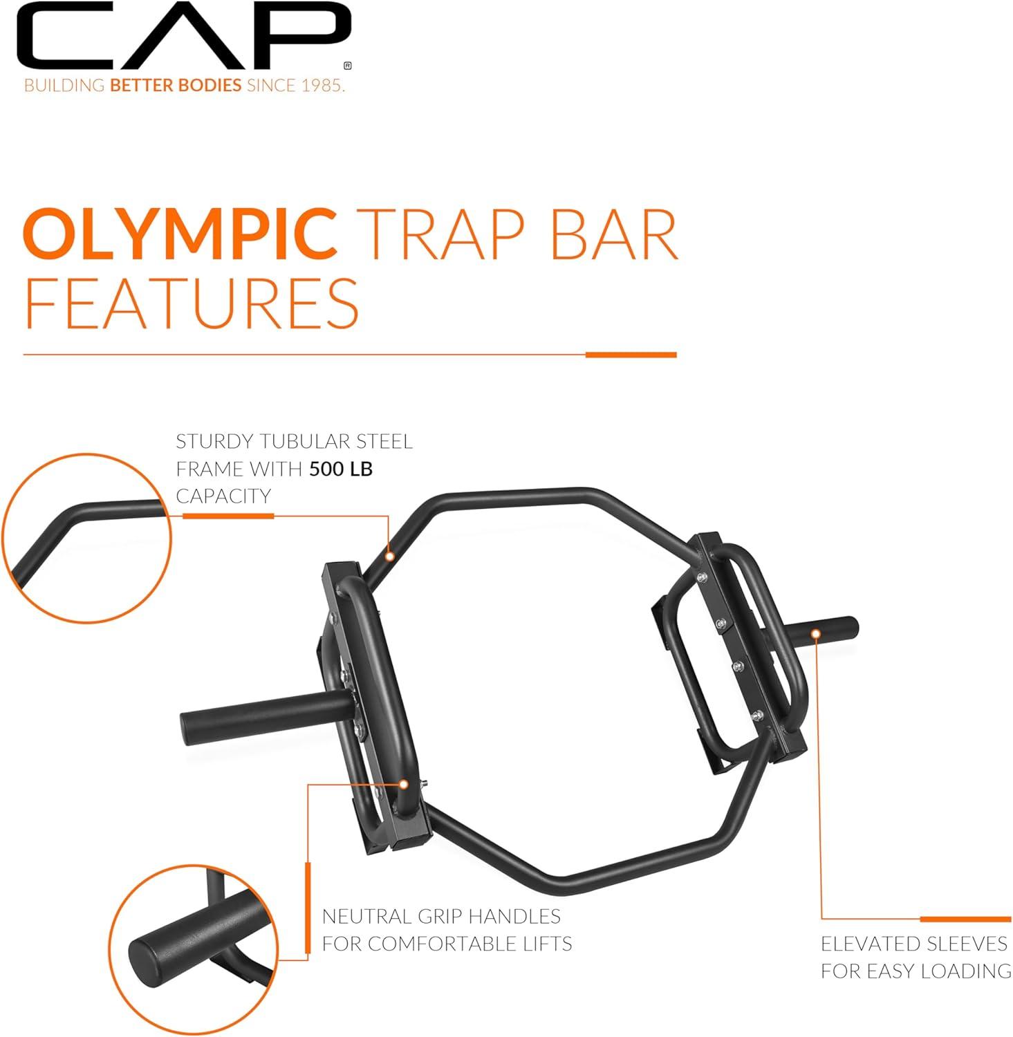 imageCAP Barbell Olympic Trap Bar and Shrug Bar for DeadliftsBlack