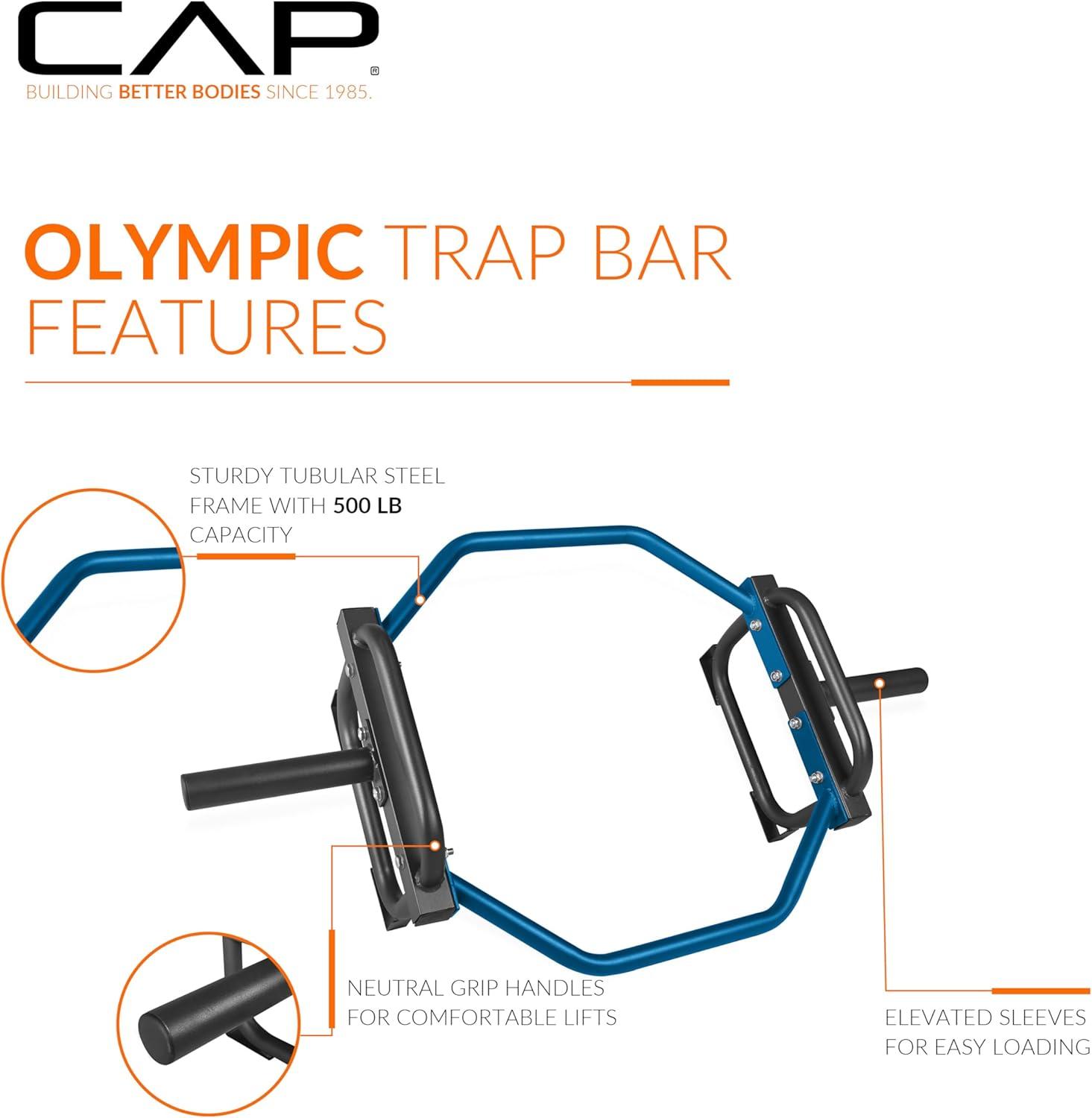 imageCAP Barbell Olympic Trap Bar and Shrug Bar for DeadliftsBlue